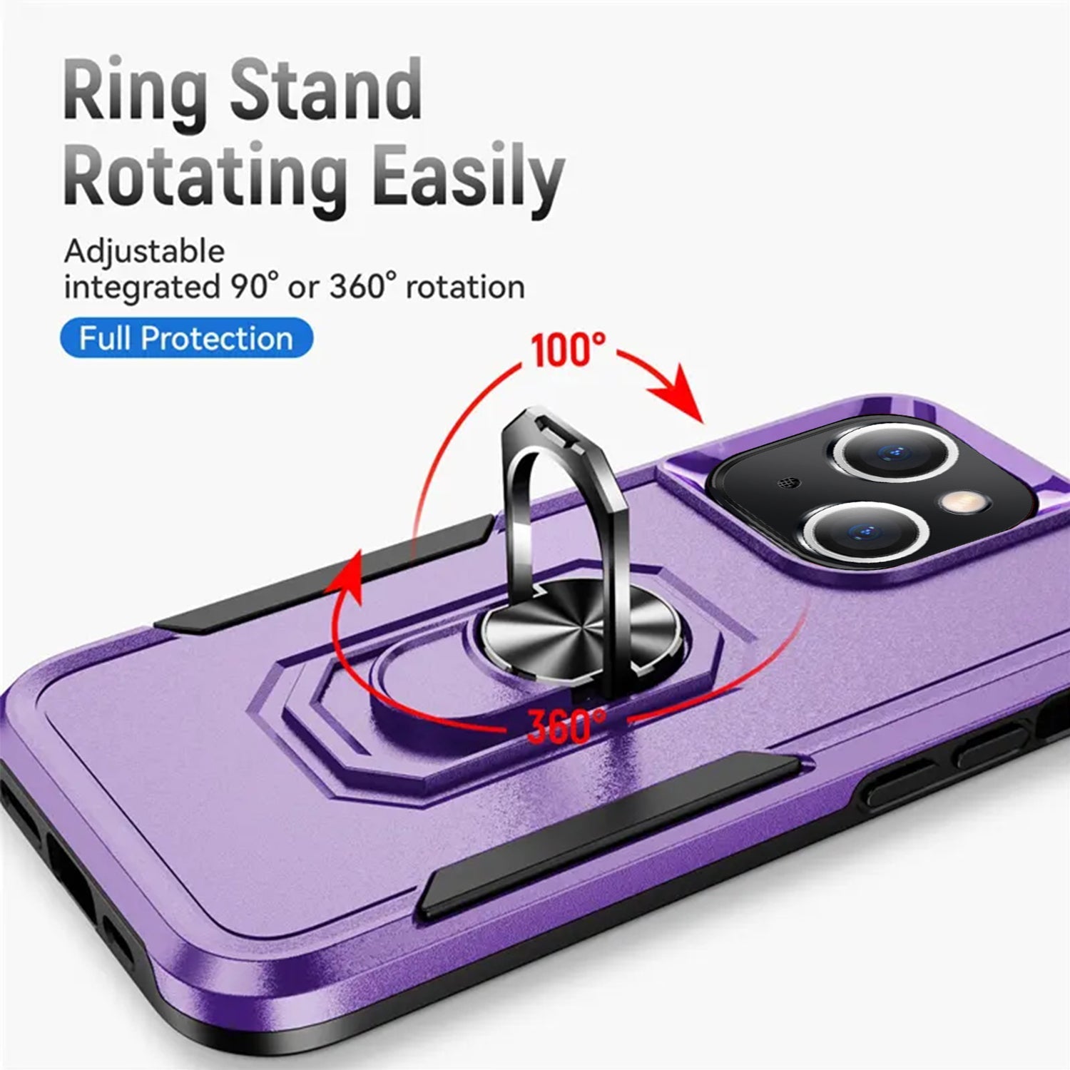 iPhone 15 Kickstand Fully Protected Heavy-Duty Shockproof Case