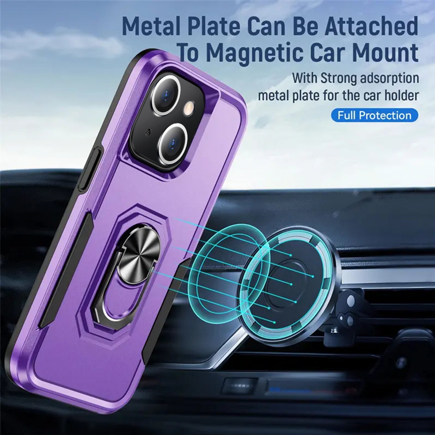 iPhone 15 Kickstand Fully Protected Heavy-Duty Shockproof Case