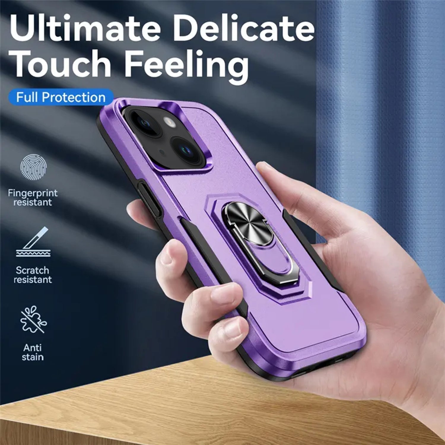 iPhone 15 Kickstand Fully Protected Heavy-Duty Shockproof Case