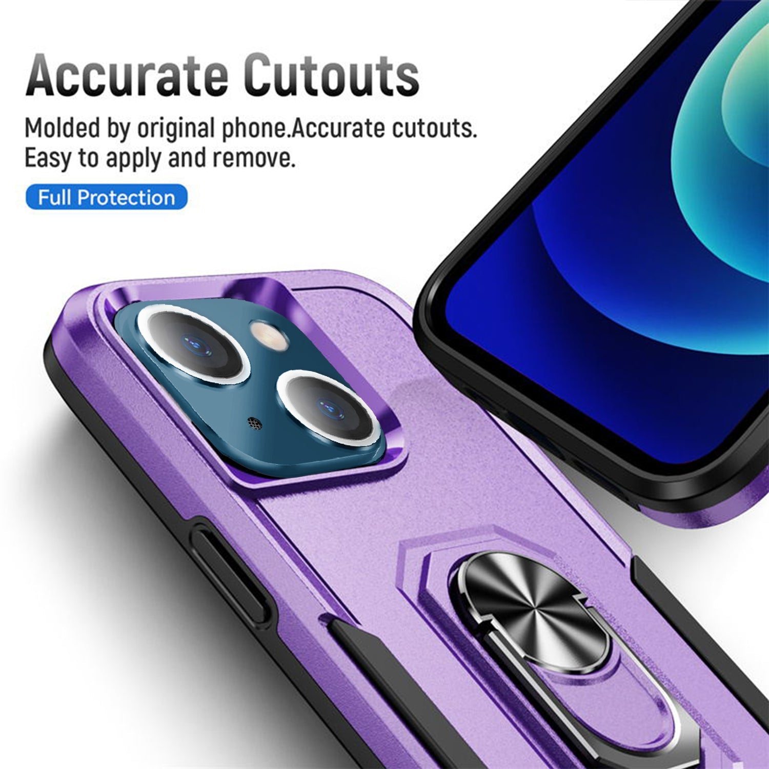 iPhone 15 Kickstand Fully Protected Heavy-Duty Shockproof Case