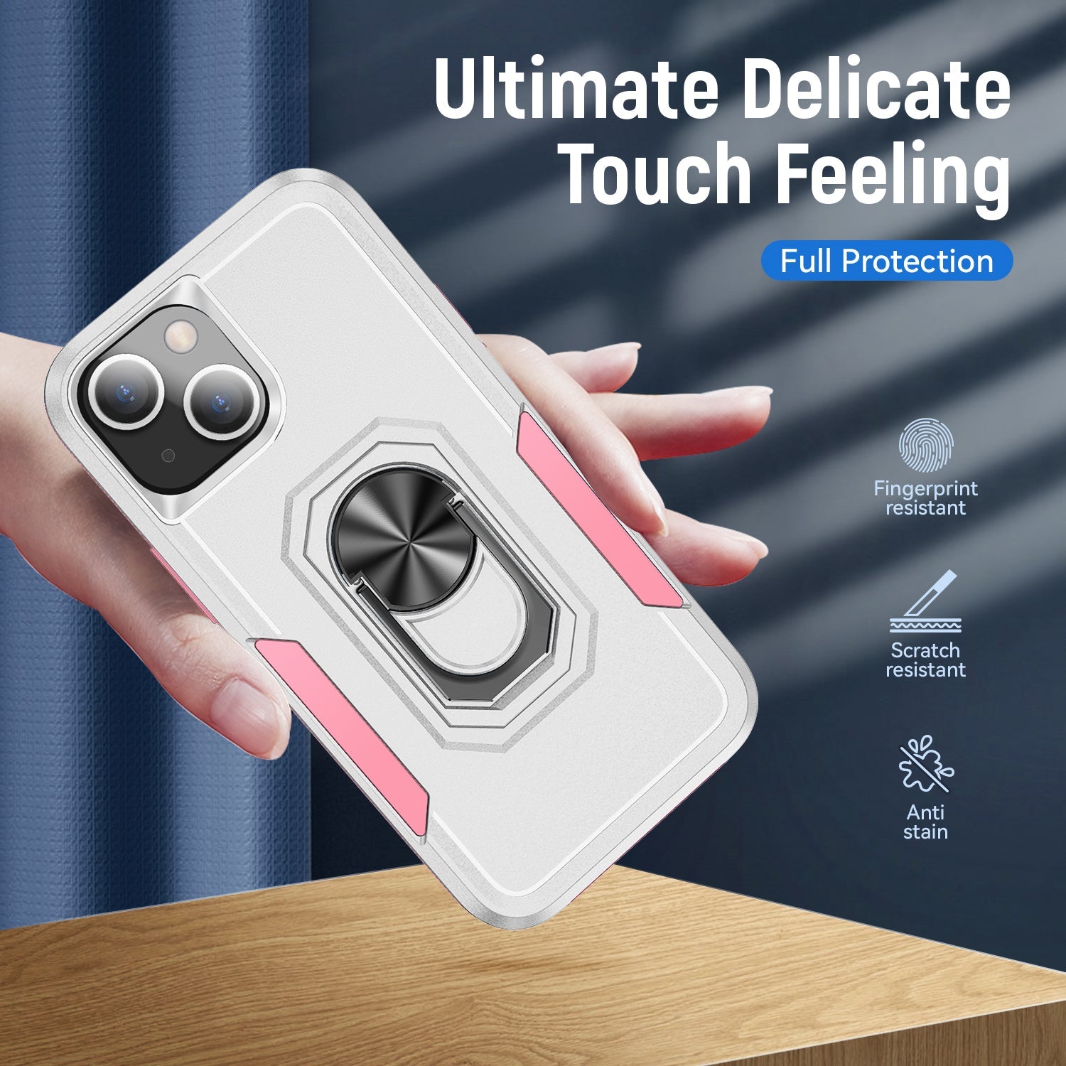 iPhone 15 Kickstand Fully Protected Heavy-Duty Shockproof Case