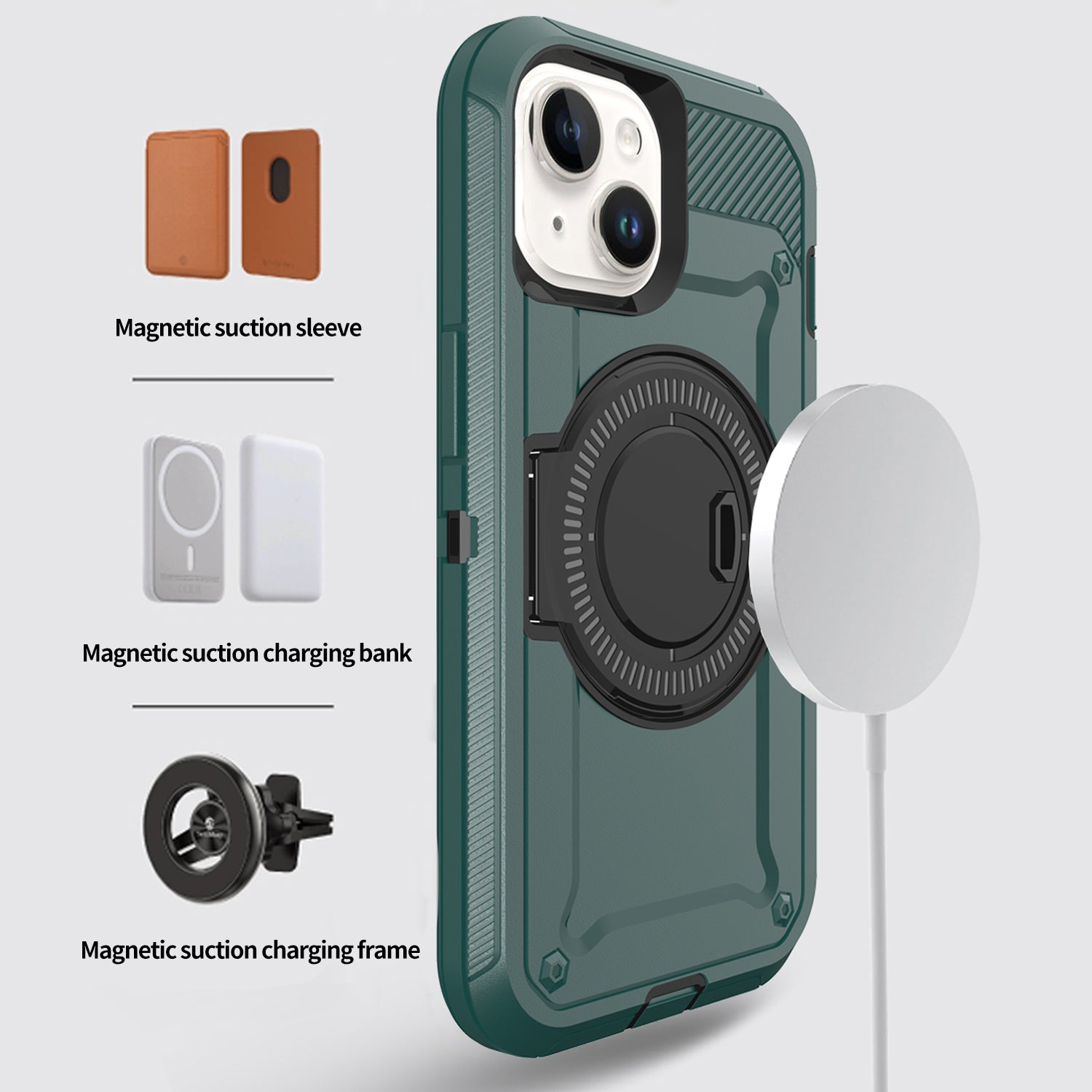 iPhone 15 Wireless magnetic Finger ring buckle bracket Case