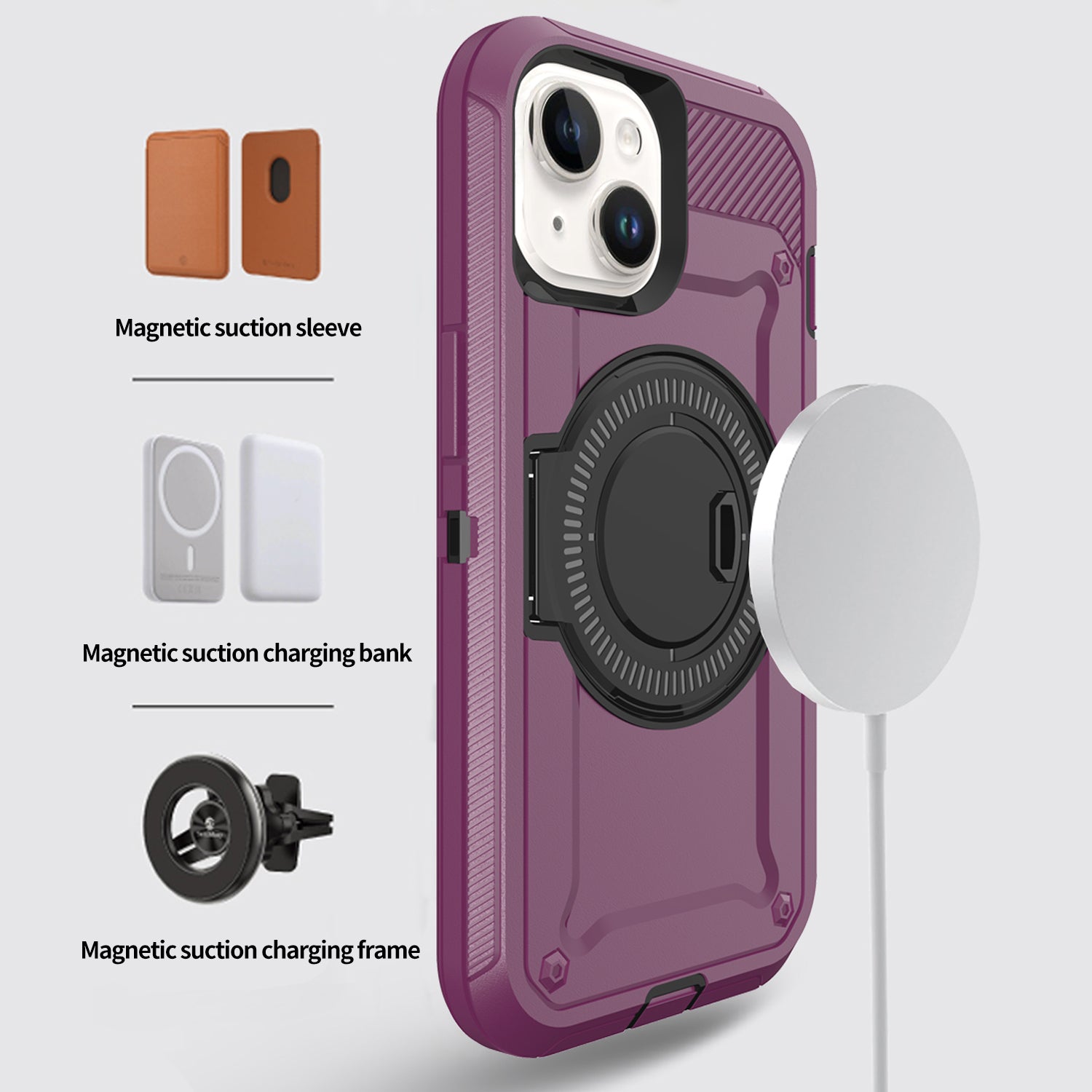 iPhone 15 Wireless magnetic Finger ring buckle bracket Case