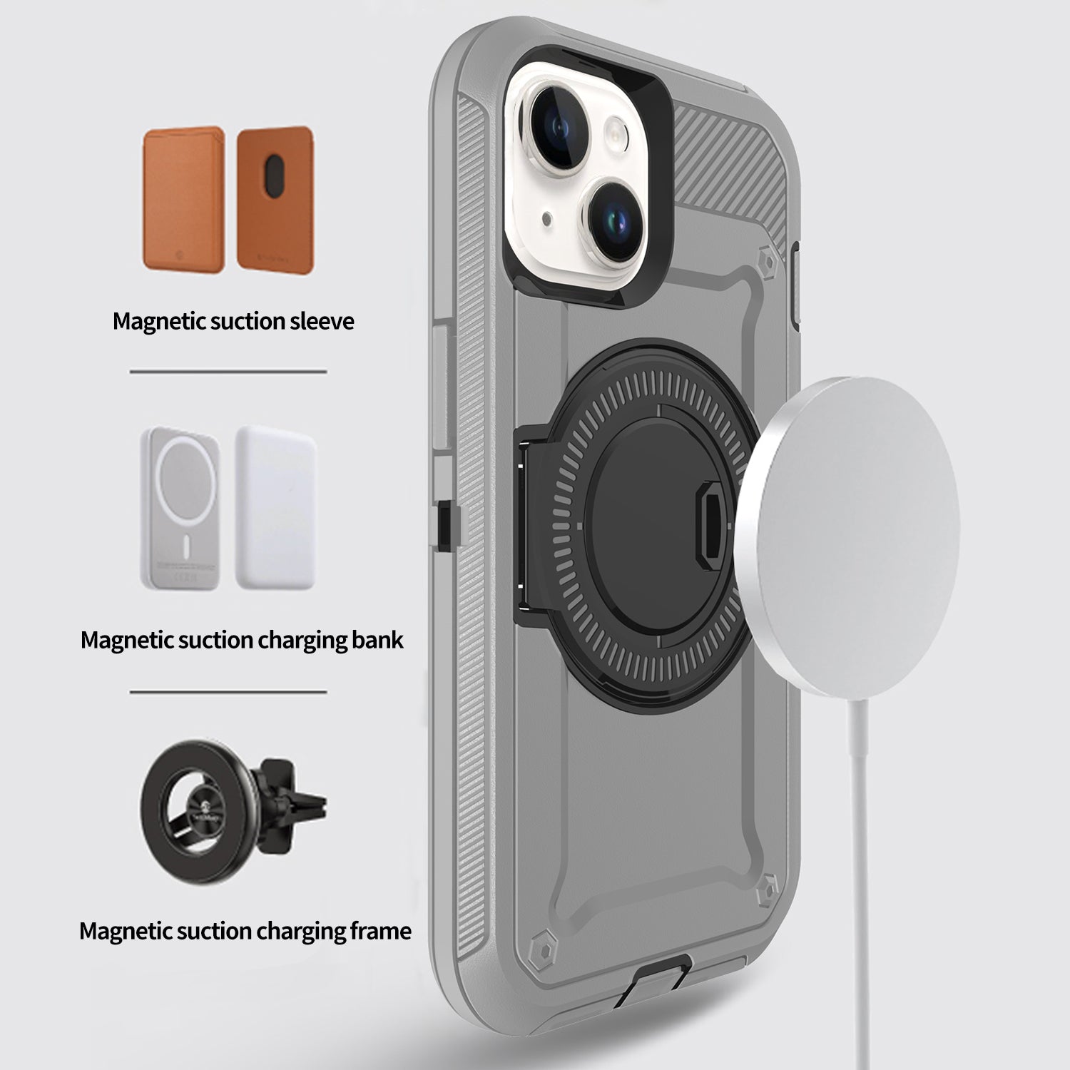 iPhone 15 Wireless magnetic Finger ring buckle bracket Case