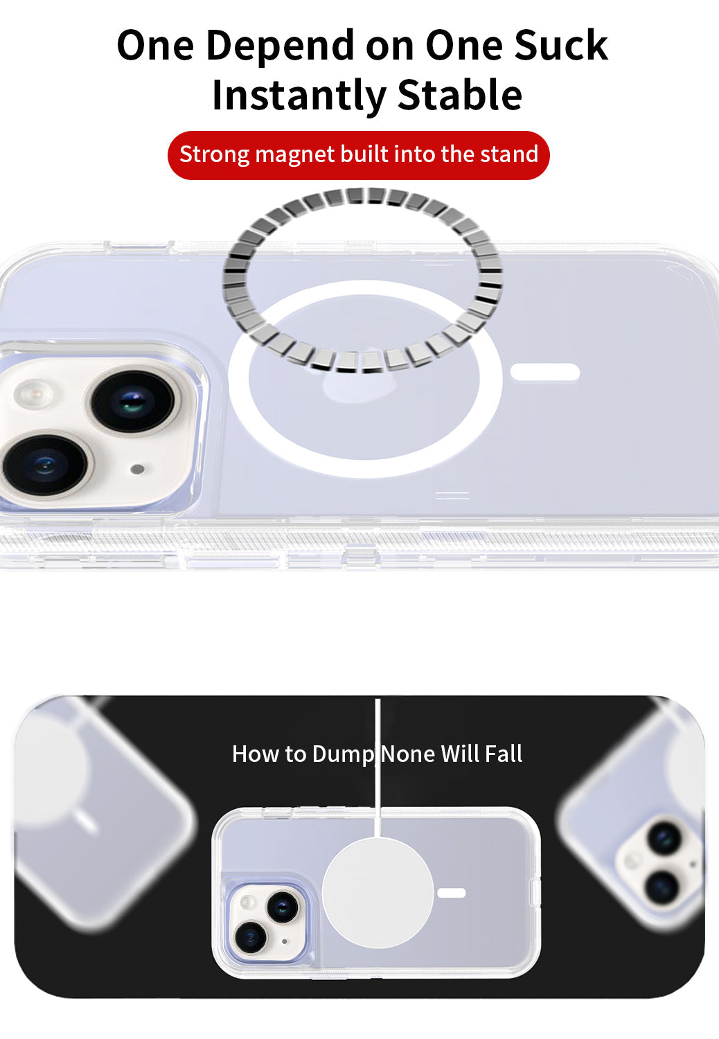 iPhone 14/13 Magnetic Attraction Transparent Full Protection Heavy Phone Case