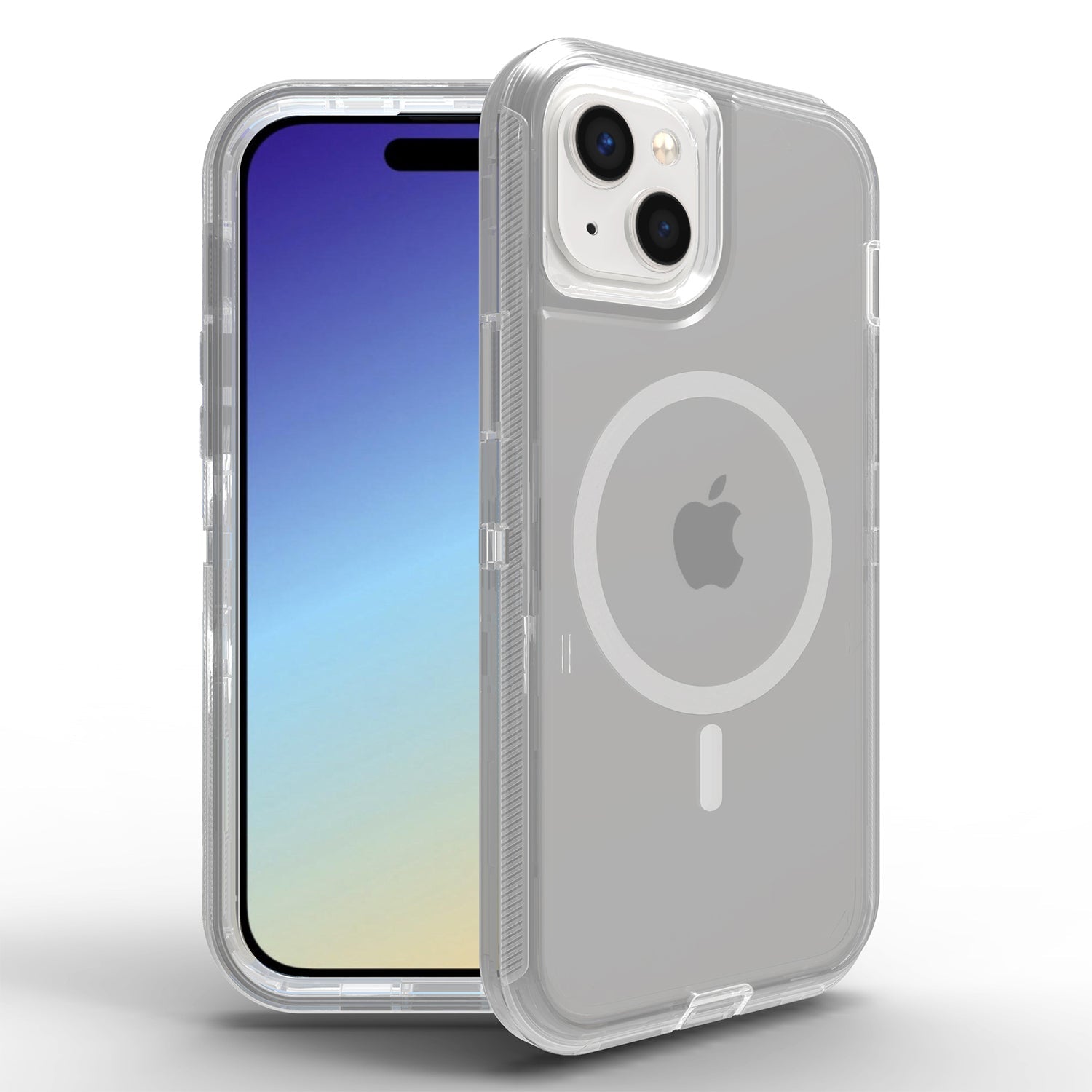 iPhone 14/13 Magnetic Attraction Transparent Full Protection Heavy Phone Case