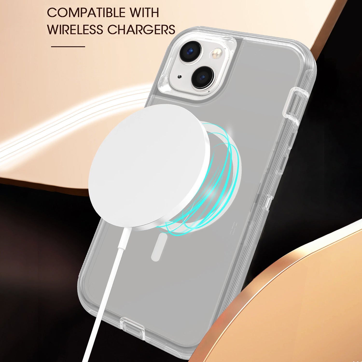 iPhone 14/13 Magnetic Attraction Transparent Full Protection Heavy Phone Case