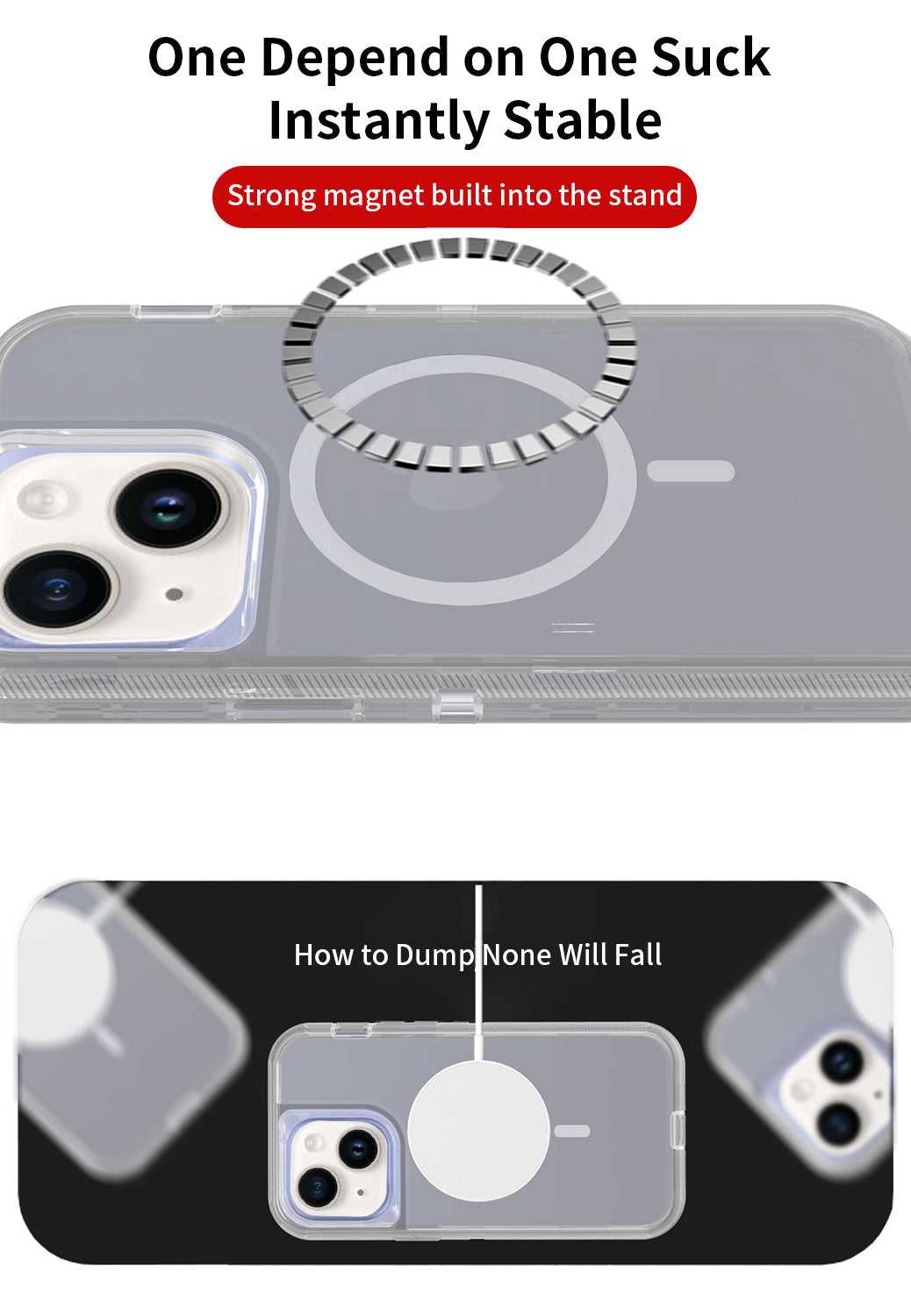 iPhone 14/13 Magnetic Attraction Transparent Full Protection Heavy Phone Case