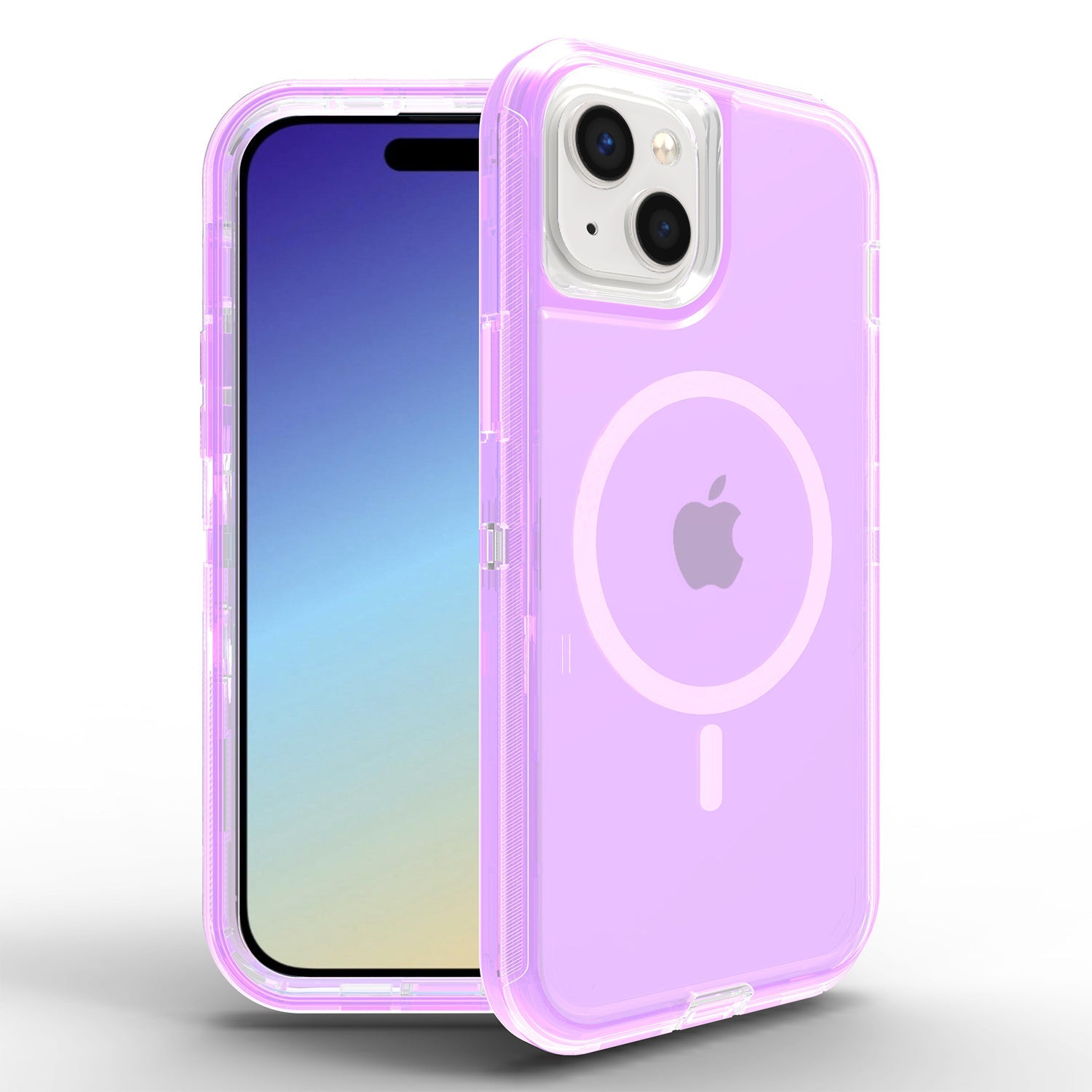 iPhone 14/13 Magnetic Attraction Transparent Full Protection Heavy Phone Case