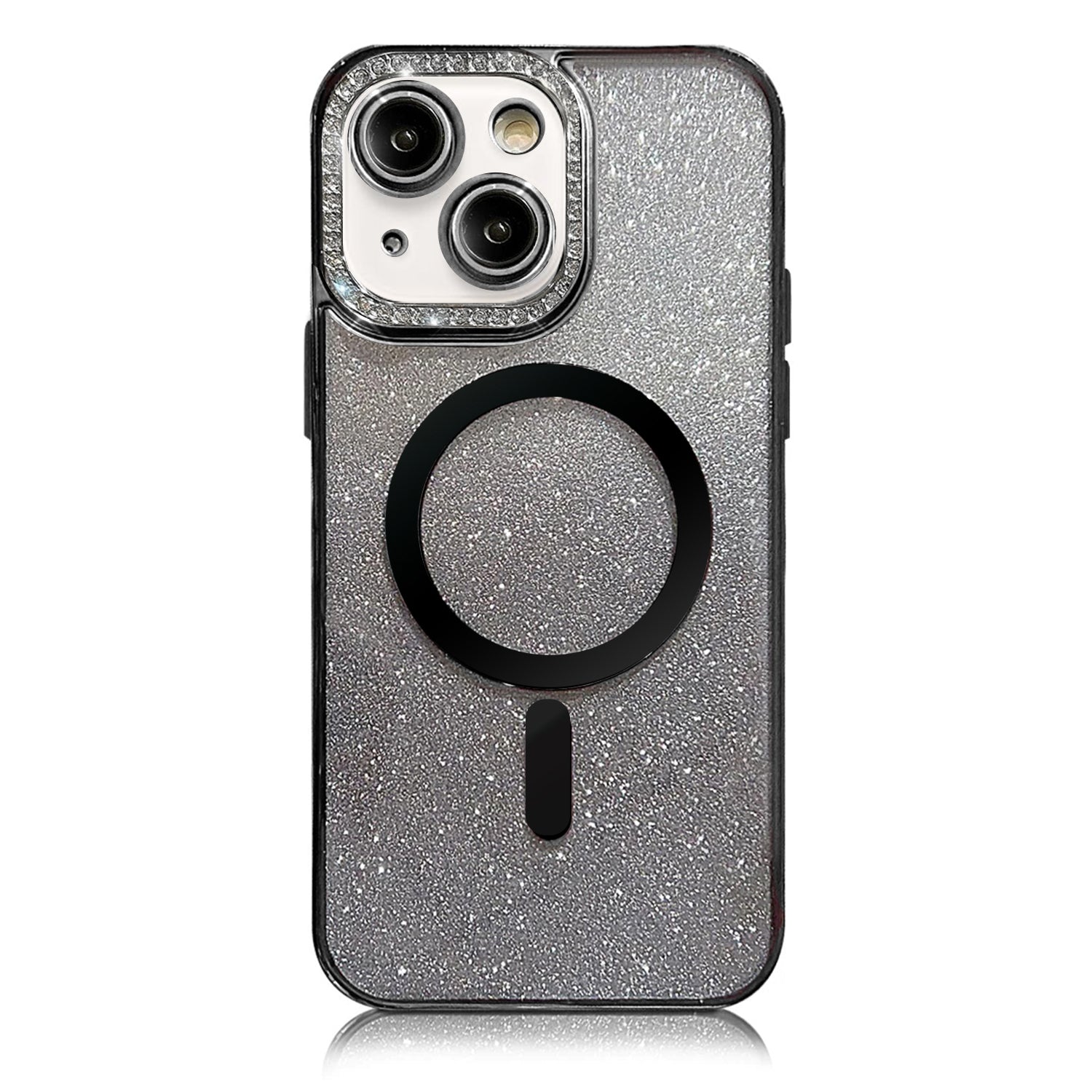 iPhone 14/13 Gradient Glitter Diamond Luxury Plating Magnetic Attraction Wireless Charging With Camera Protector Back Cover Case