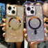 iPhone 14/13 Gradient Glitter Diamond Luxury Plating Magnetic Attraction Wireless Charging With Camera Protector Back Cover Case