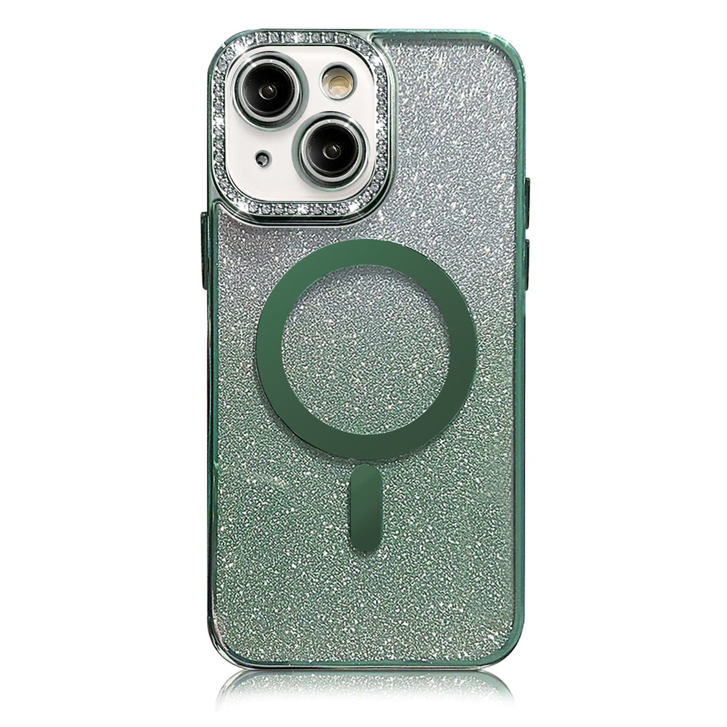 iPhone 14/13 Gradient Glitter Diamond Luxury Plating Magnetic Attraction Wireless Charging With Camera Protector Back Cover Case