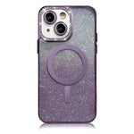 iPhone 14/13 Gradient Glitter Diamond Luxury Plating Magnetic Attraction Wireless Charging With Camera Protector Back Cover Case