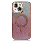 iPhone 14/13 Gradient Glitter Diamond Luxury Plating Magnetic Attraction Wireless Charging With Camera Protector Back Cover Case