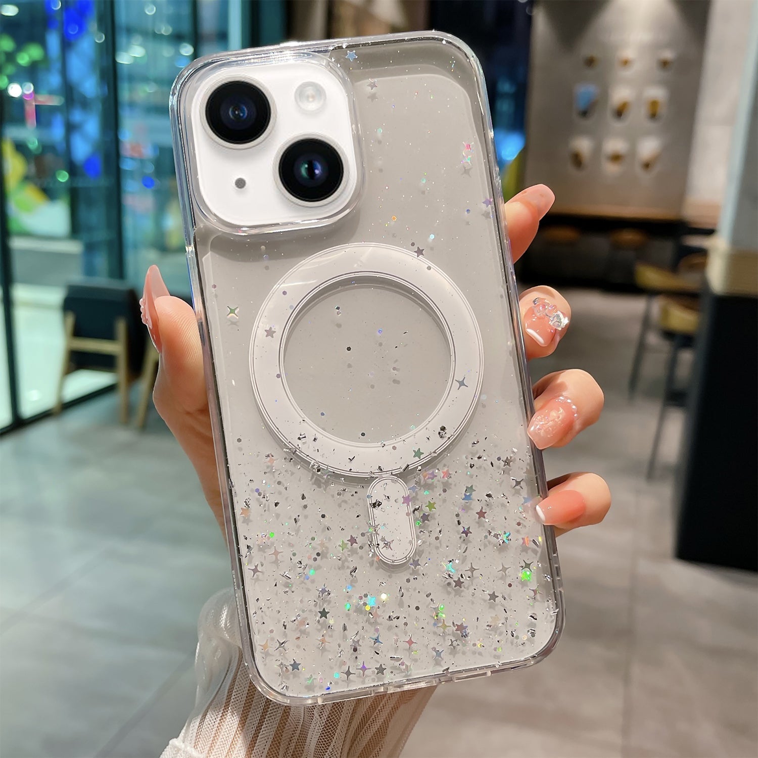 iPhone 15 Plus Luxury Sparkly Cover for , Clear Shockproof Silicone Bumper Case