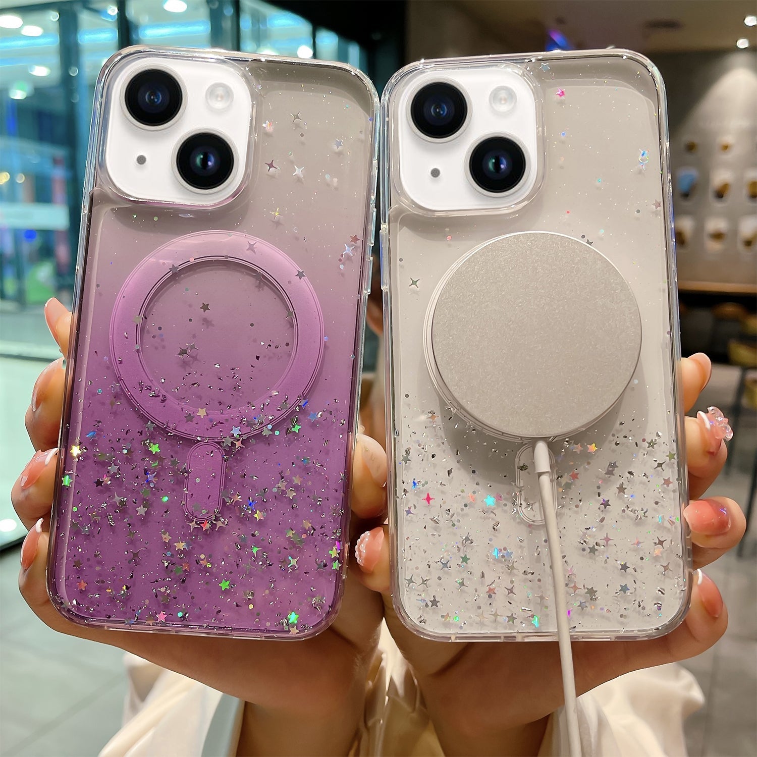 iPhone 15 Plus Luxury Sparkly Cover for , Clear Shockproof Silicone Bumper Case
