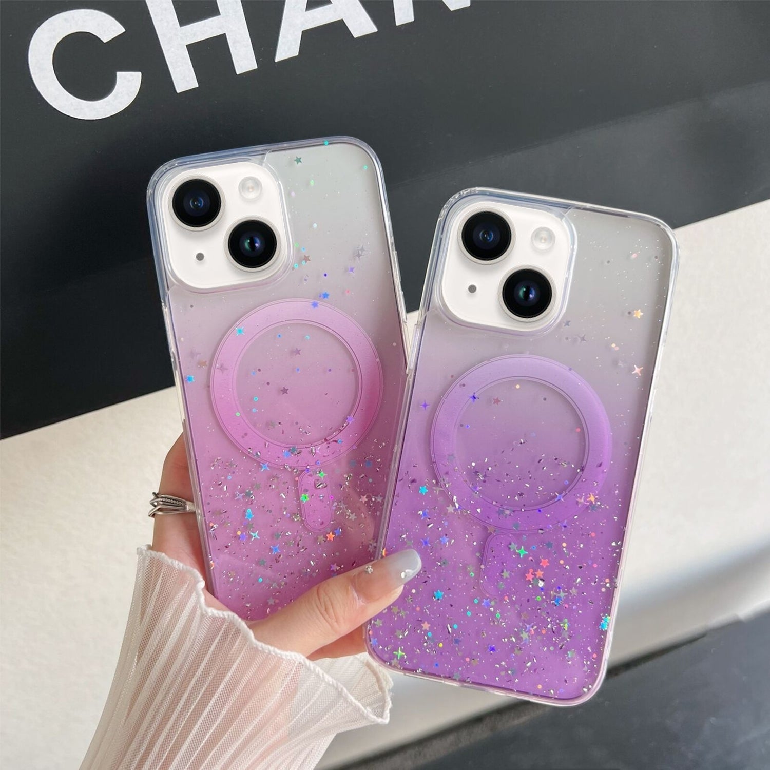 iPhone 15 Plus Luxury Sparkly Cover for , Clear Shockproof Silicone Bumper Case