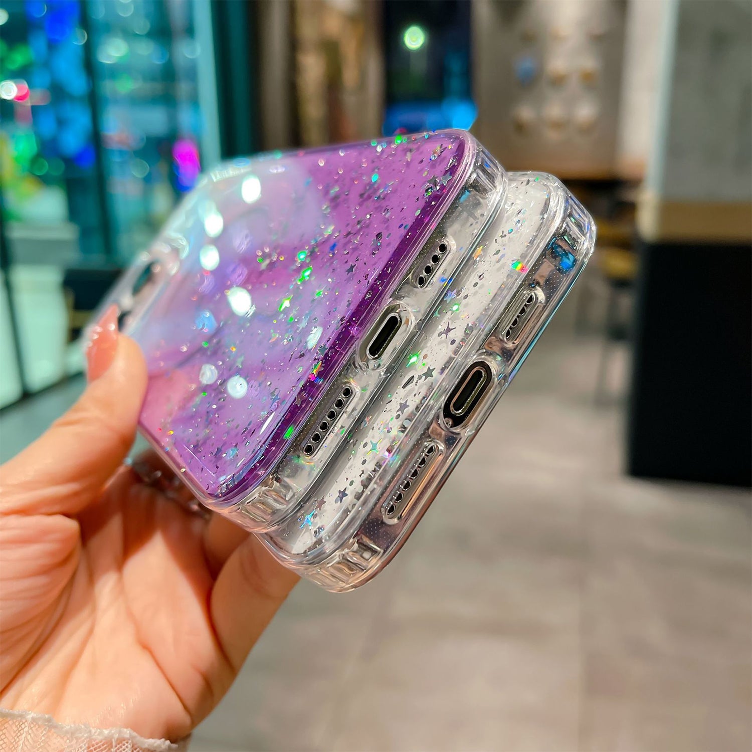 iPhone 15 Plus Luxury Sparkly Cover for , Clear Shockproof Silicone Bumper Case
