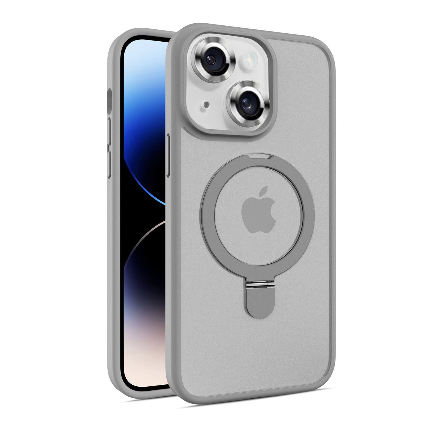 iPhone 15 Magsafe with Stand Translucent Back Slim Protective Phone Case Comes with Same Color Lens Film