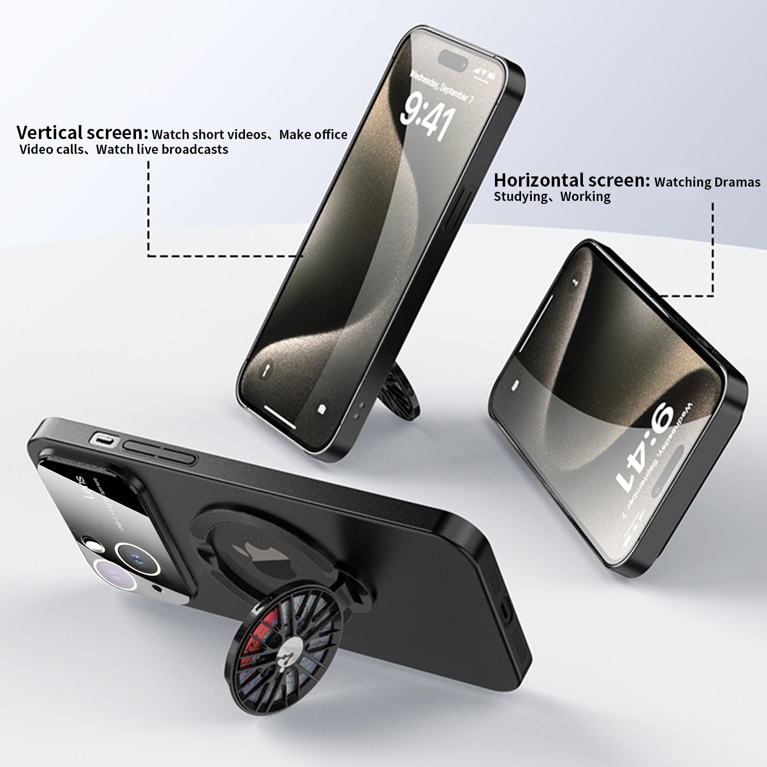 iPhone 15 With Gyro Pressure Holder Shockproof Slim Magnetic Attraction Shockproof Phone Cover Case