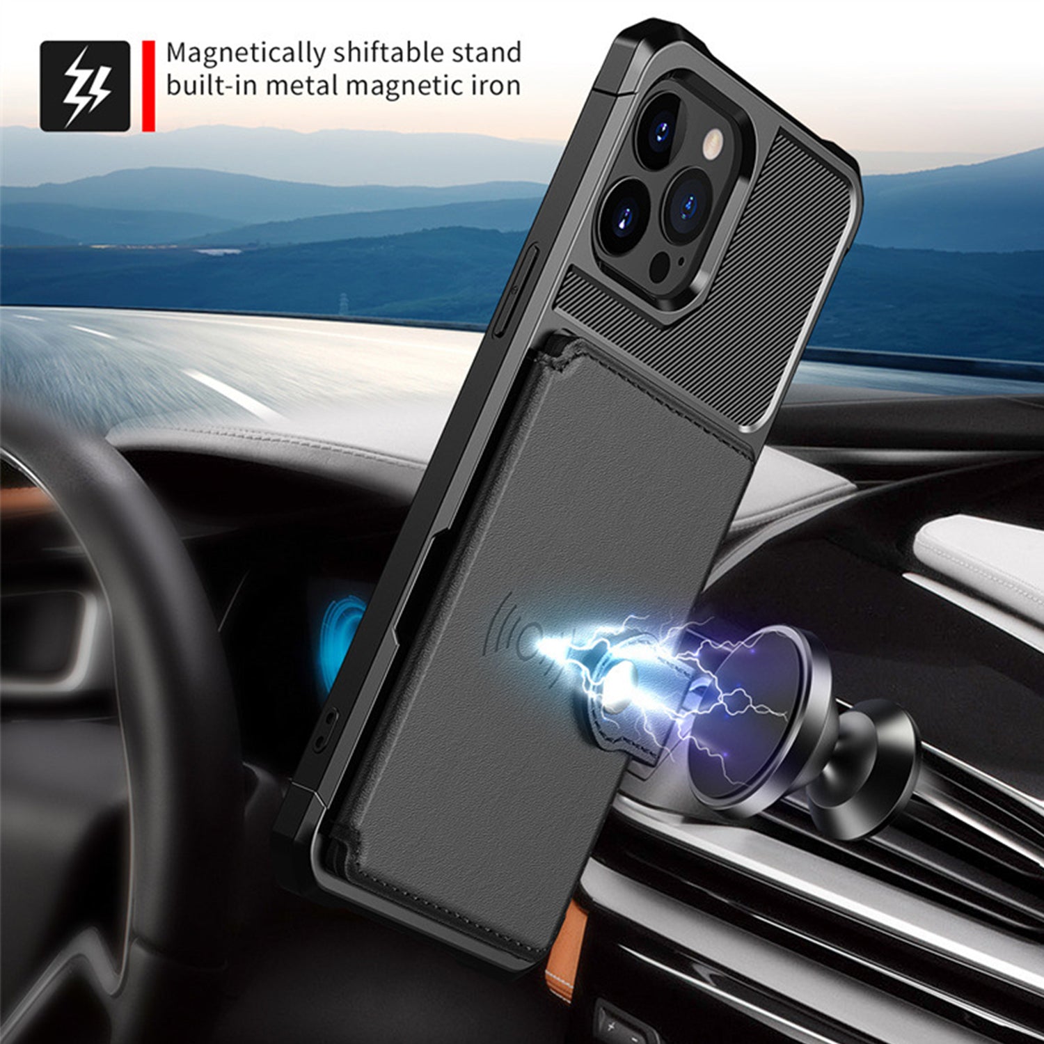 iPhone 15 Pro Max Fall prevention Magnetic suction card Case