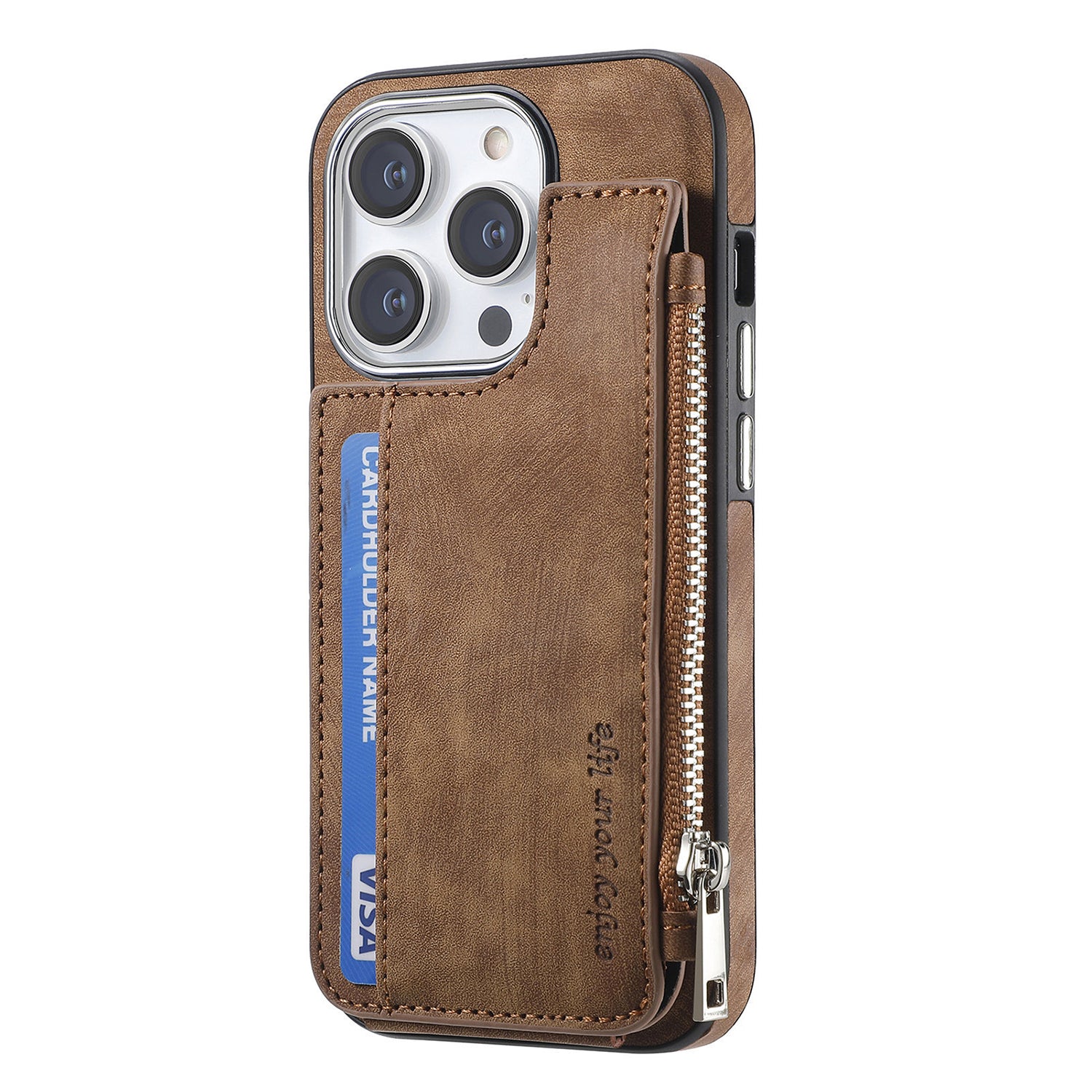iPhone 15 Pro Max Magsafe Wireless Zippered Leather Case