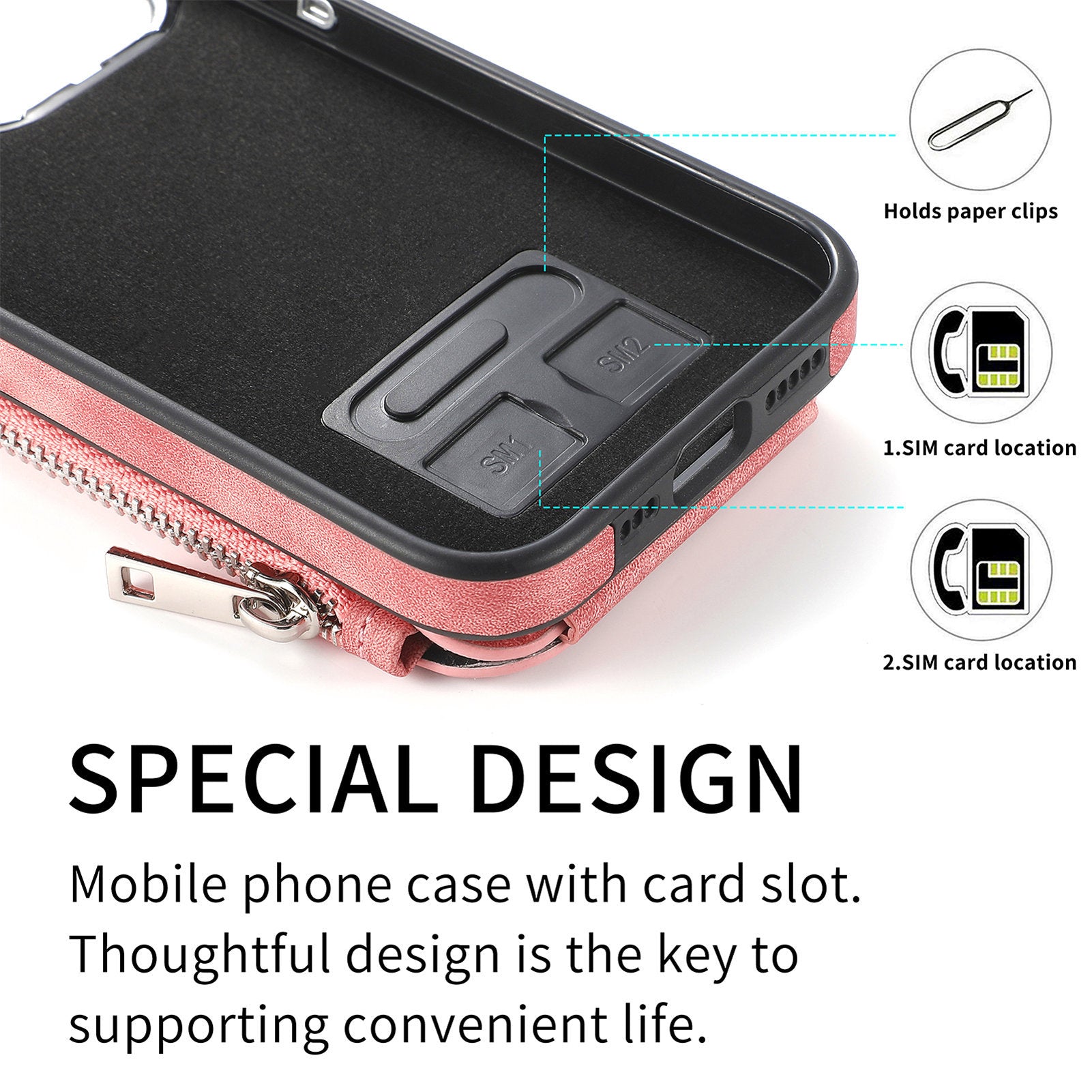 iPhone 15 Pro Max Magsafe Wireless Zippered Leather Case