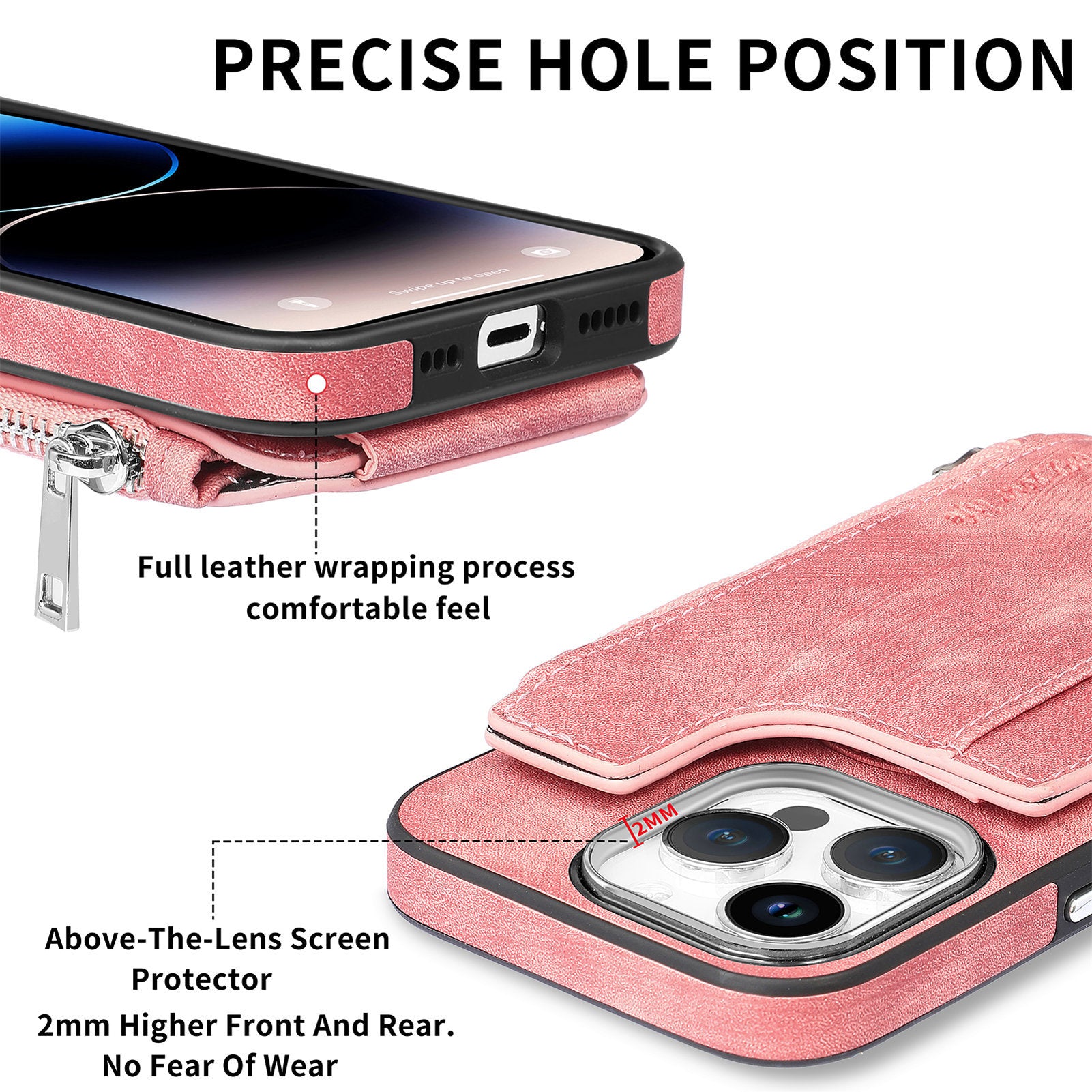 iPhone 15 Pro Max Magsafe Wireless Zippered Leather Case