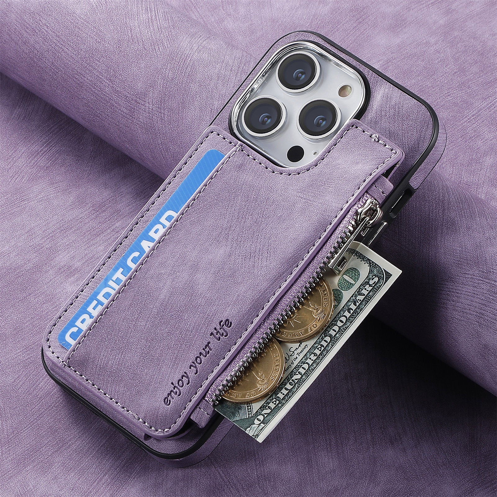 iPhone 15 Pro Max Magsafe Wireless Zippered Leather Case