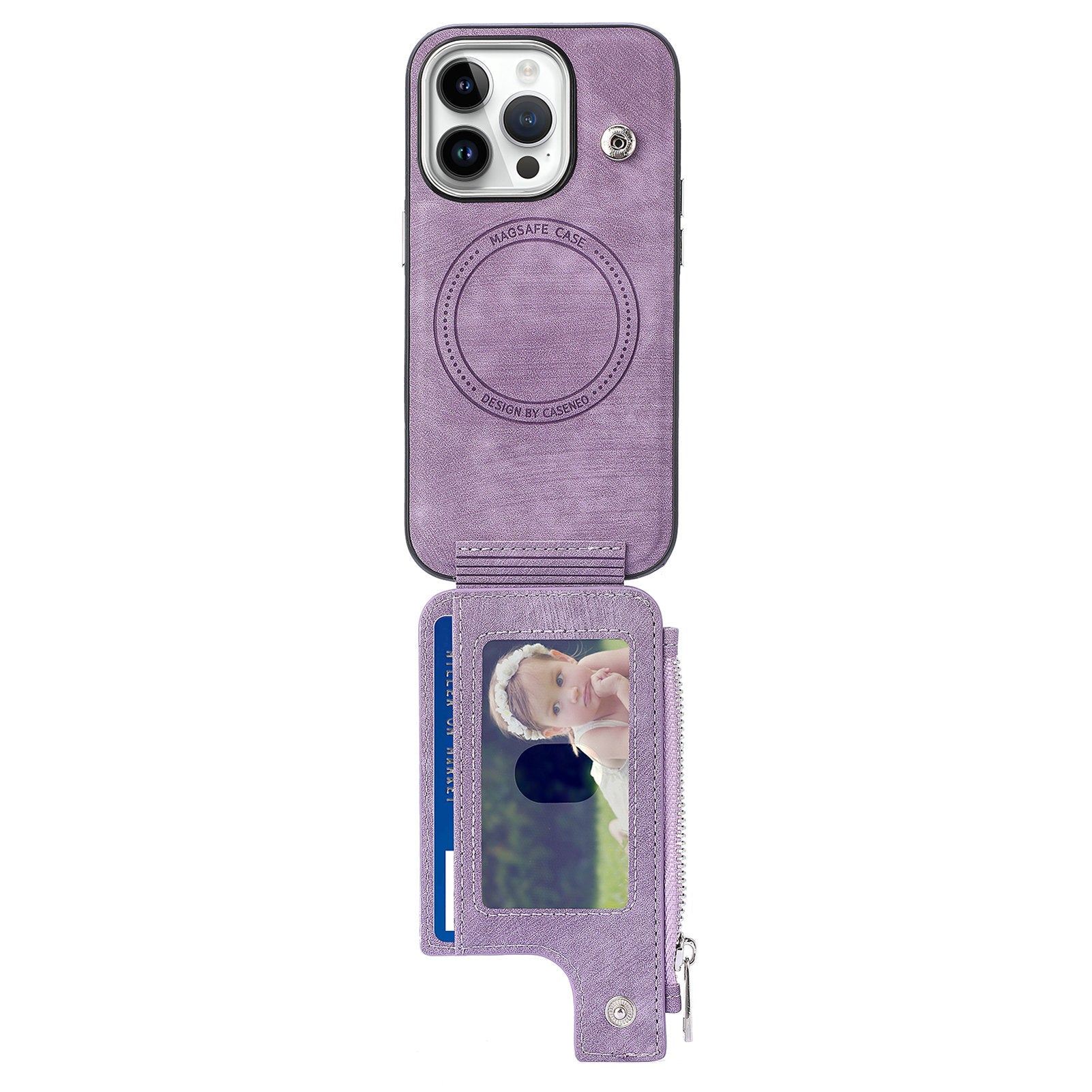 iPhone 15 Pro Max Magsafe Wireless Zippered Leather Case