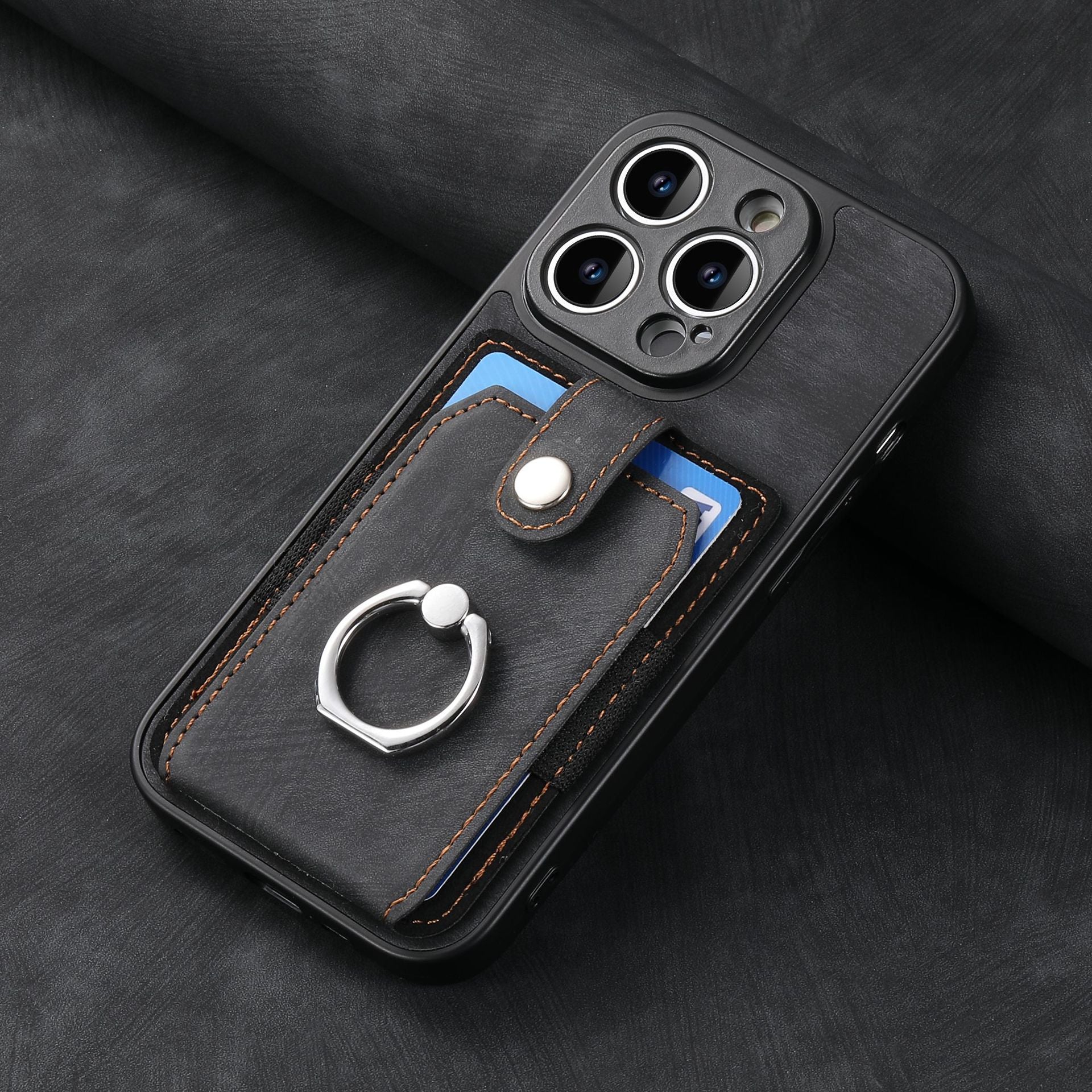 iPhone 15 Pro Max Solid Vintage Hardware Ring Leather Case