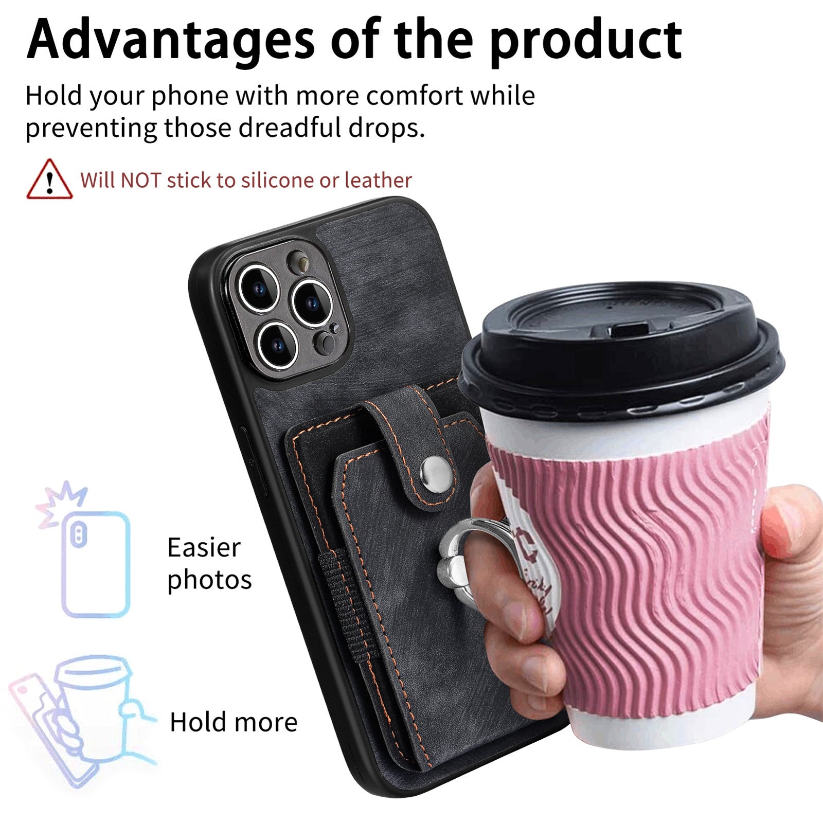 iPhone 15 Pro Max Solid Vintage Hardware Ring Leather Case