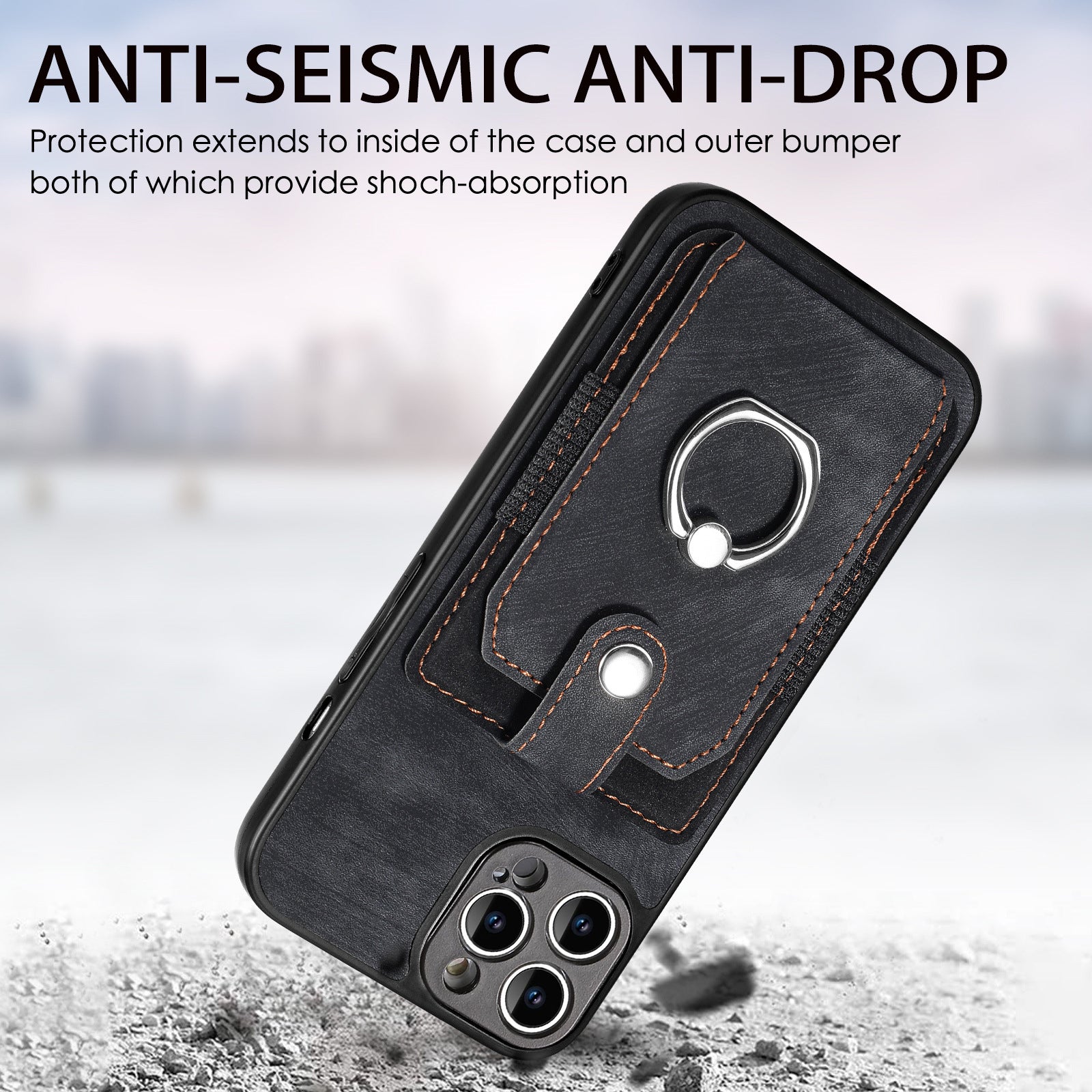 iPhone 15 Pro Max Solid Vintage Hardware Ring Leather Case