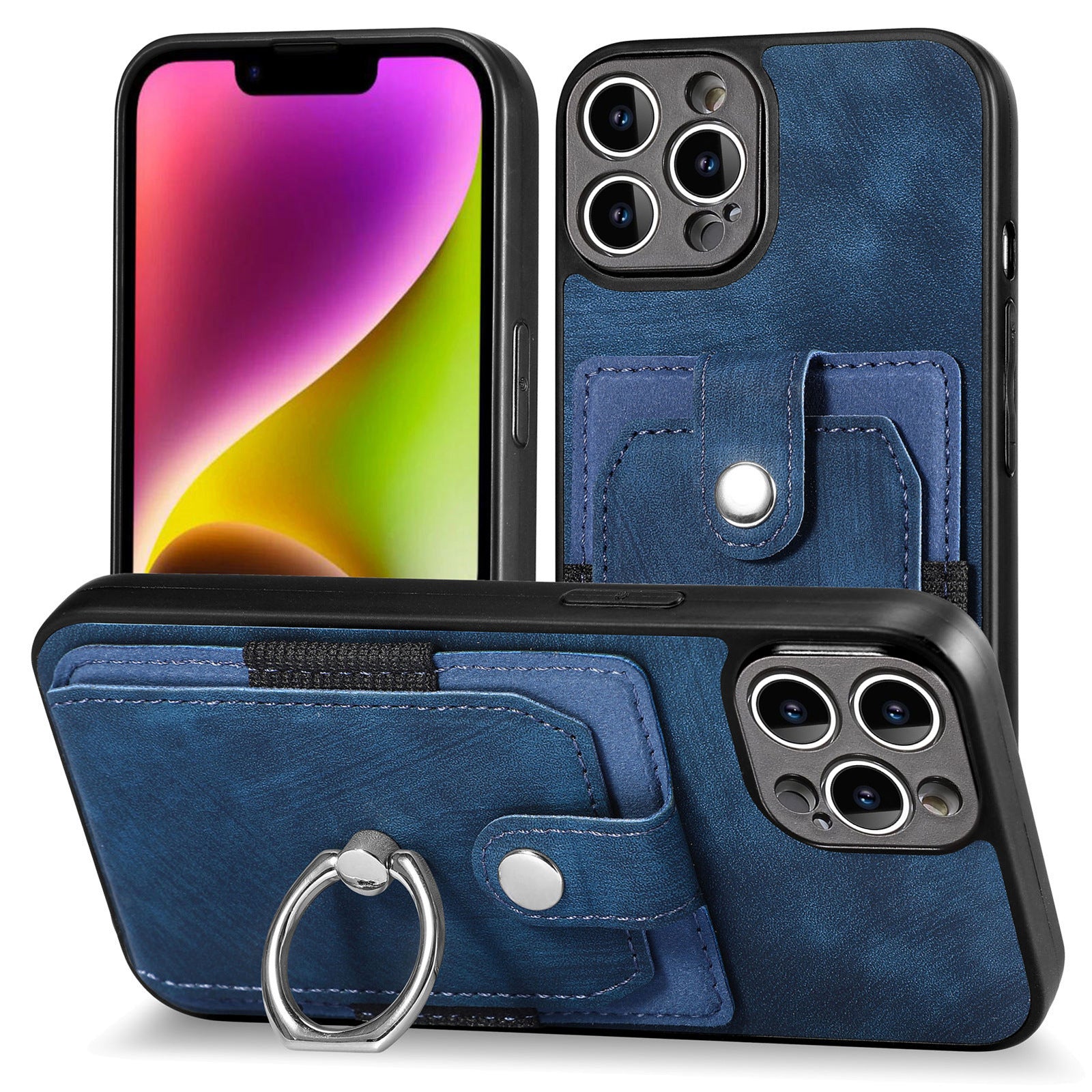 iPhone 15 Pro Max Solid Vintage Hardware Ring Leather Case