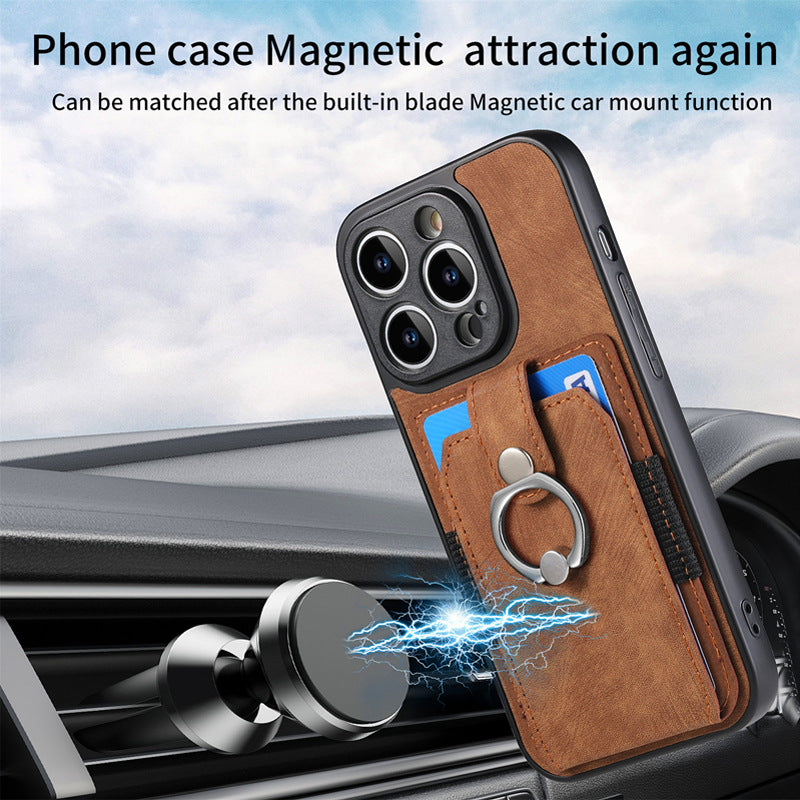 iPhone 15 Pro Max Solid Vintage Hardware Ring Leather Case