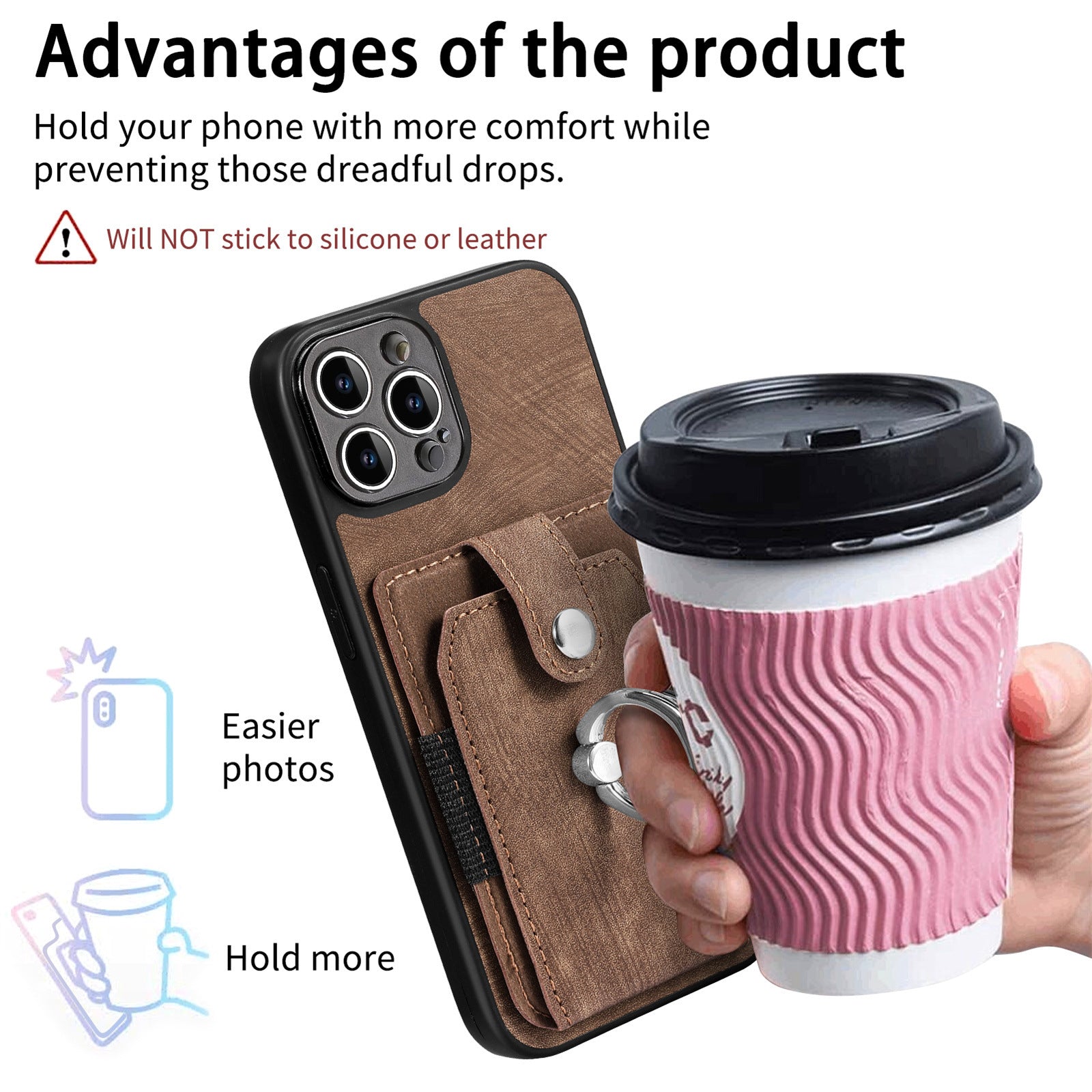 iPhone 15 Pro Max Solid Vintage Hardware Ring Leather Case