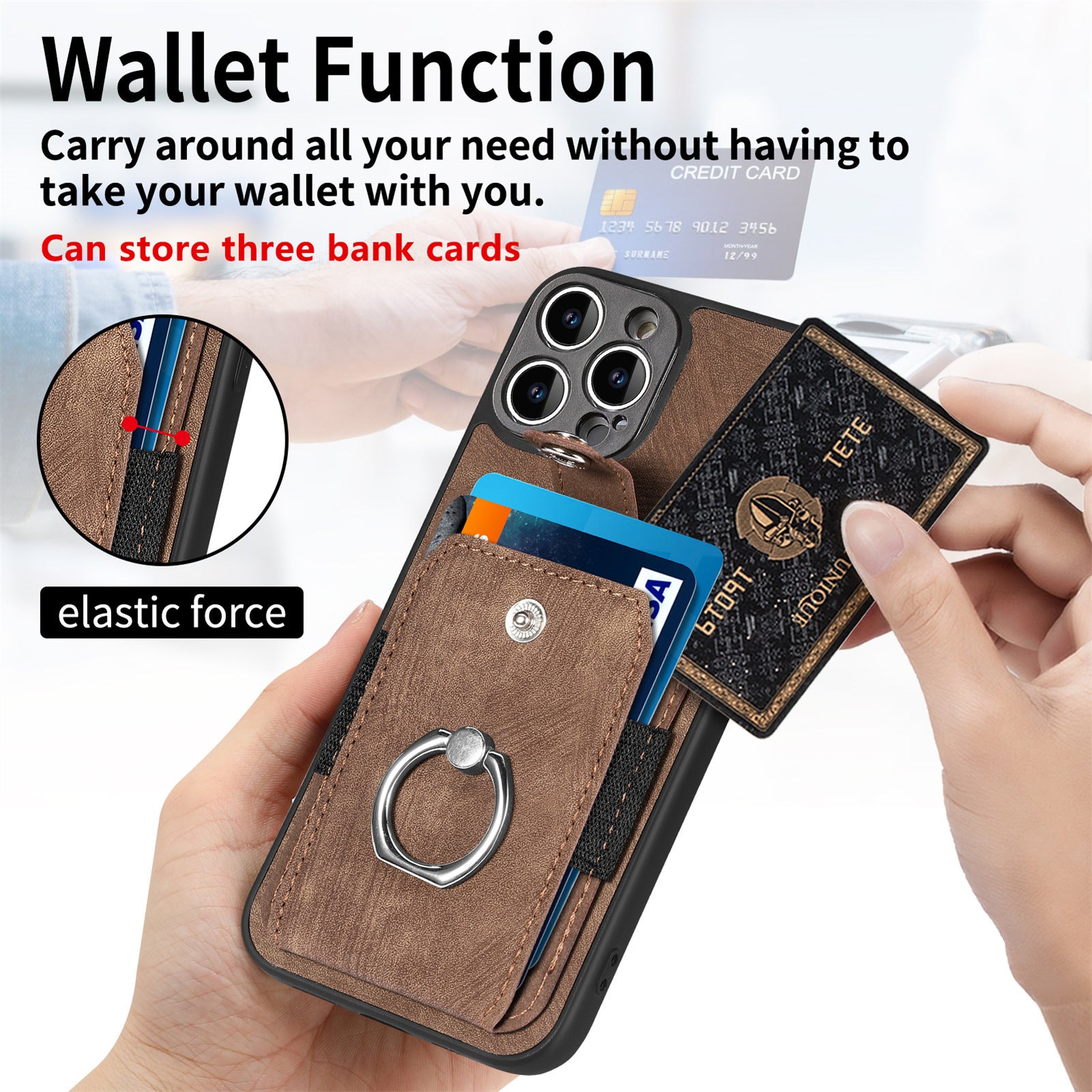 iPhone 15 Pro Max Solid Vintage Hardware Ring Leather Case