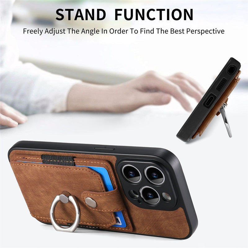 iPhone 15 Pro Max Solid Vintage Hardware Ring Leather Case