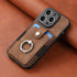 iPhone 15 Pro Max Solid Vintage Hardware Ring Leather Case