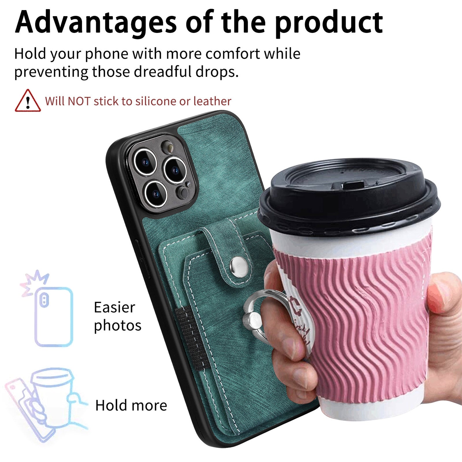 iPhone 15 Pro Max Solid Vintage Hardware Ring Leather Case