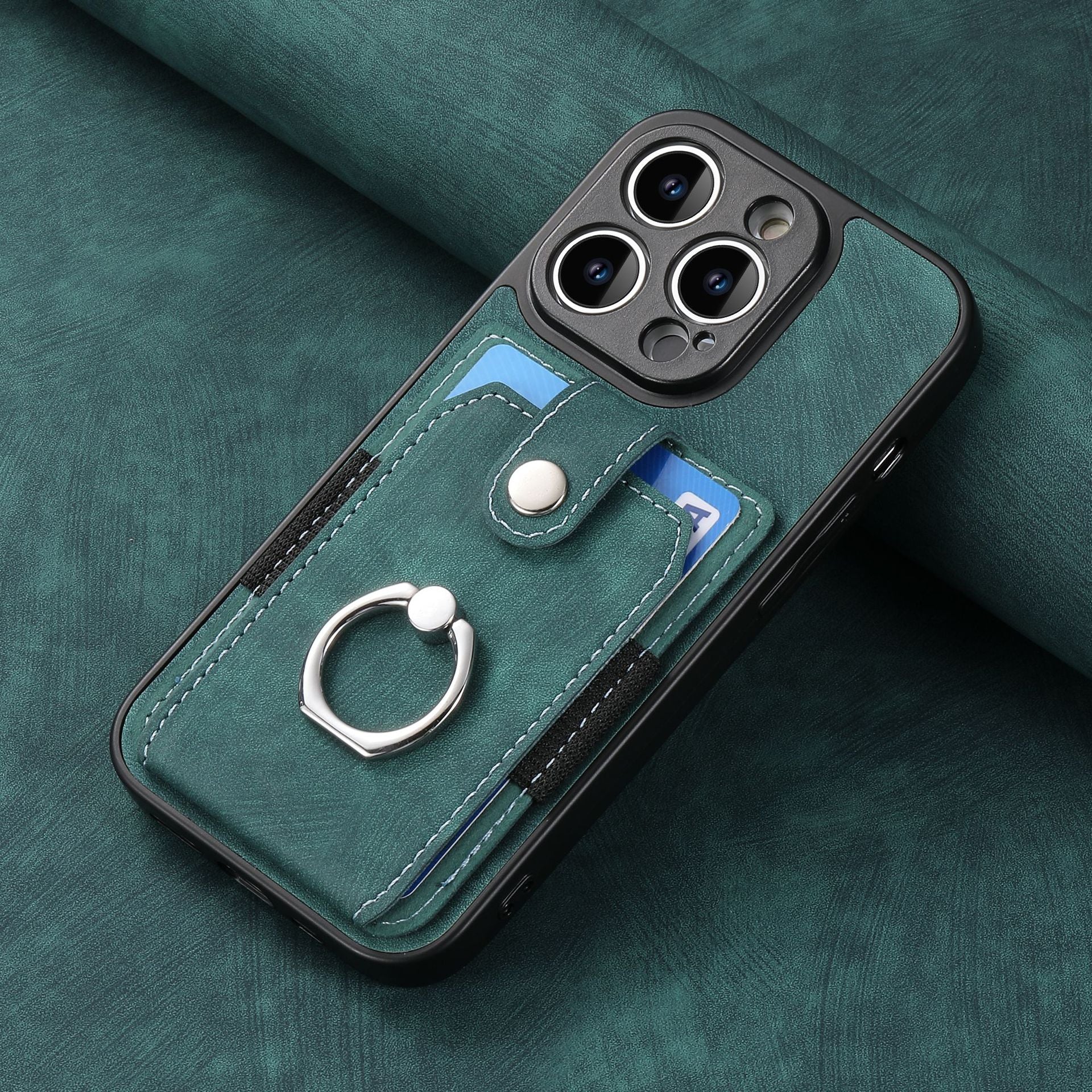 iPhone 15 Pro Max Solid Vintage Hardware Ring Leather Case