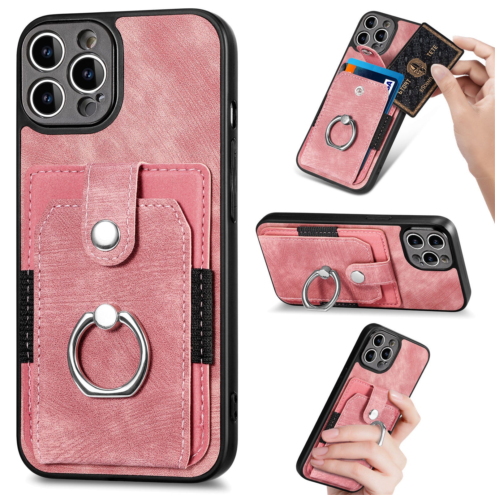 iPhone 15 Pro Max Solid Vintage Hardware Ring Leather Case