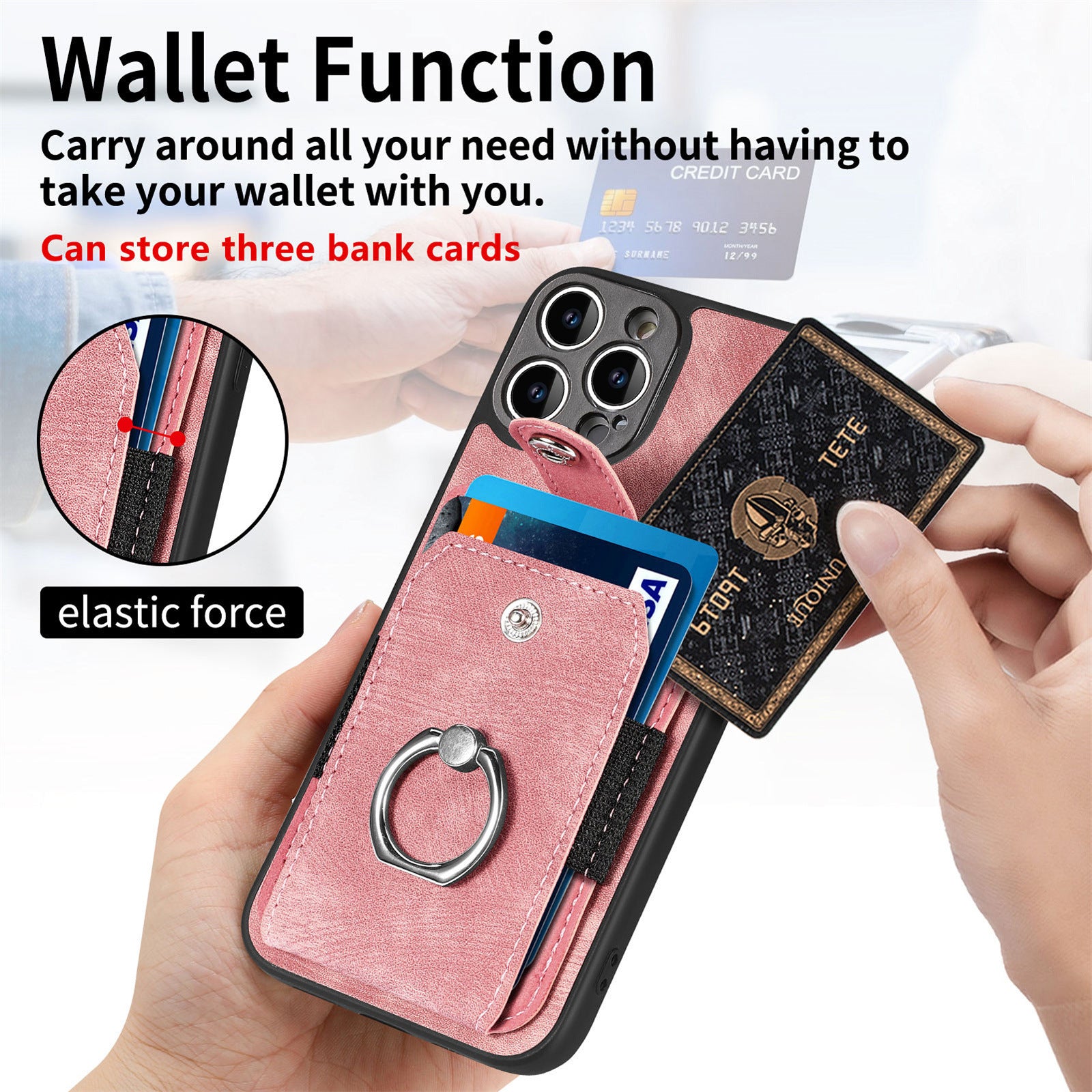 iPhone 15 Pro Max Solid Vintage Hardware Ring Leather Case