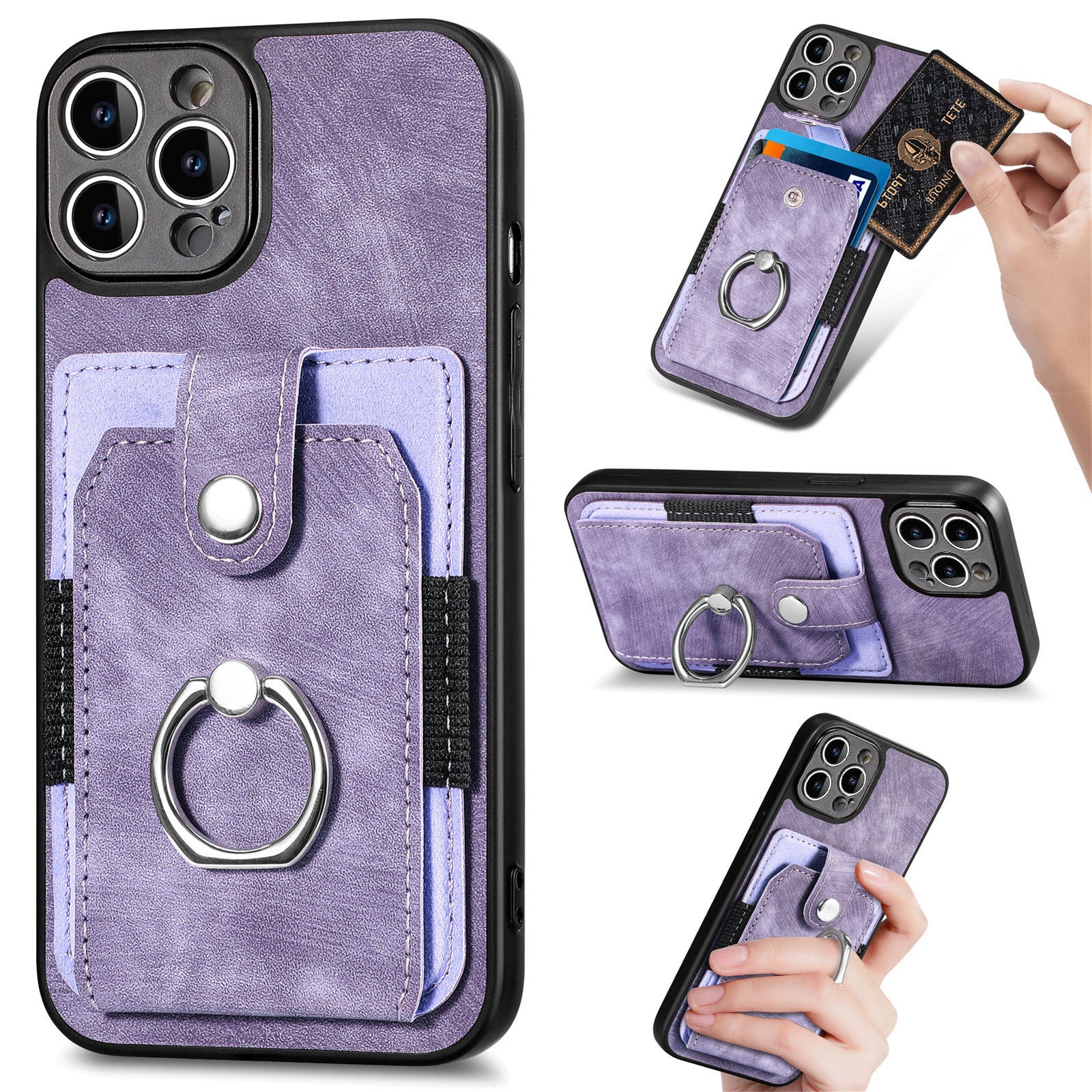 iPhone 15 Pro Max Solid Vintage Hardware Ring Leather Case
