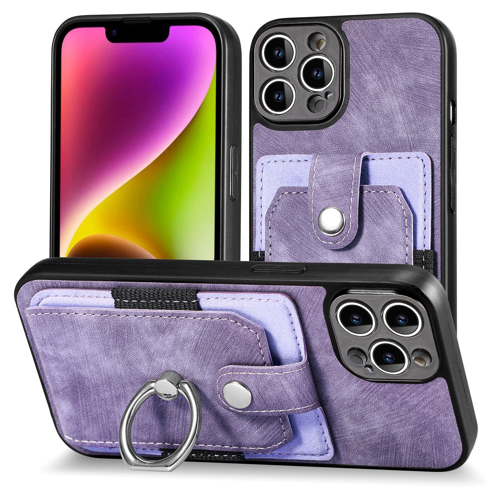 iPhone 15 Pro Max Solid Vintage Hardware Ring Leather Case
