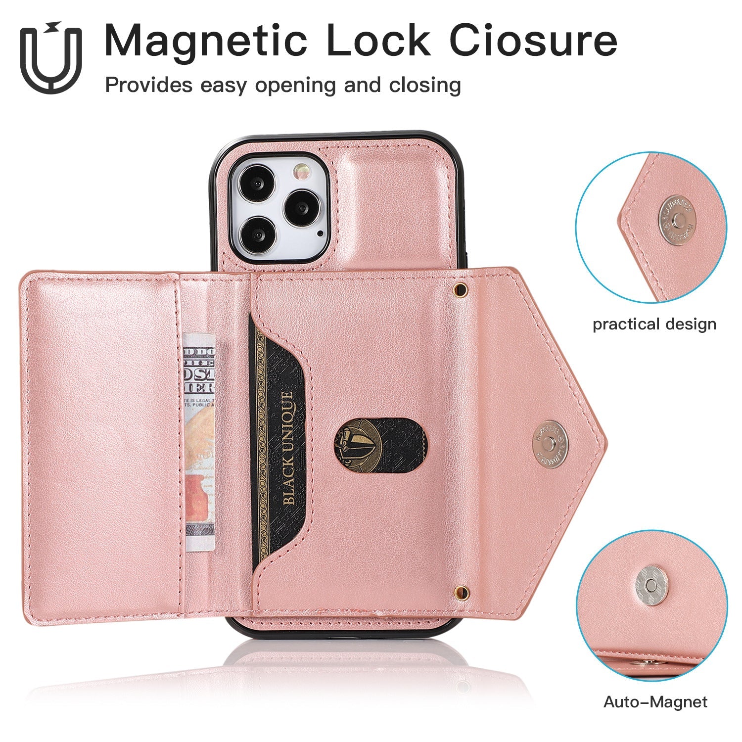 iPhone 15 Pro Triangle Crossbody Multifunctional Card Insertion Leather Case