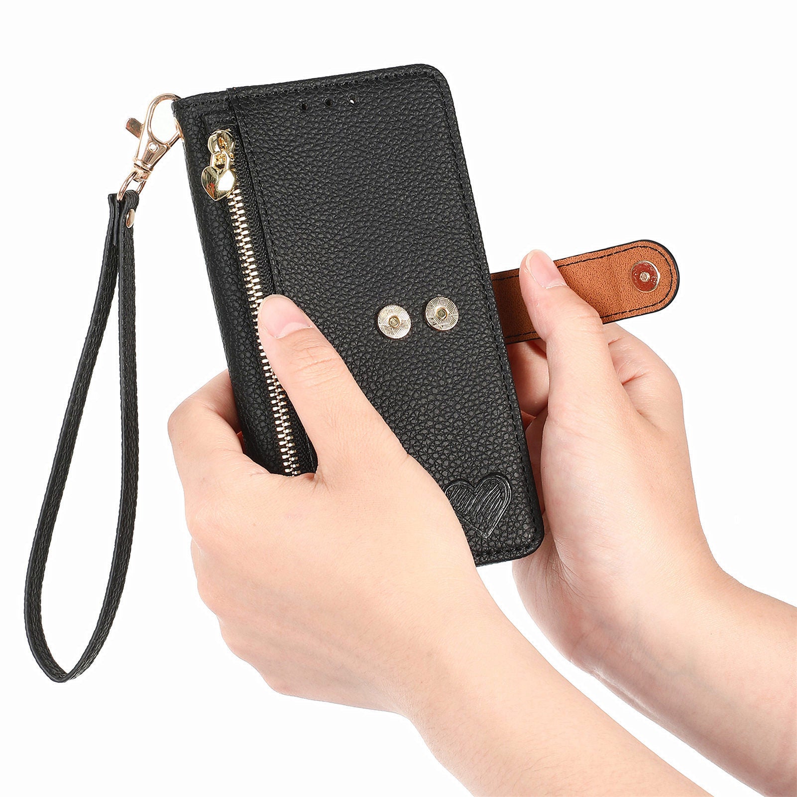 iPhone 15 Pro Max Lychee Lines Pattern Card Insert Phone Case