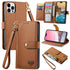 iPhone 15 Pro Max Lychee Lines Pattern Card Insert Phone Case