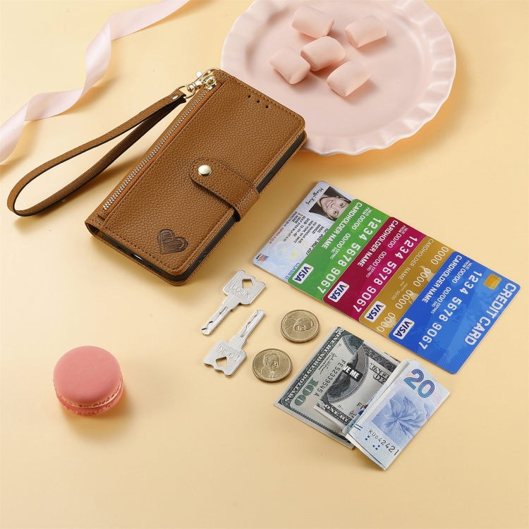 iPhone 15 Pro Max Lychee Lines Pattern Card Insert Phone Case