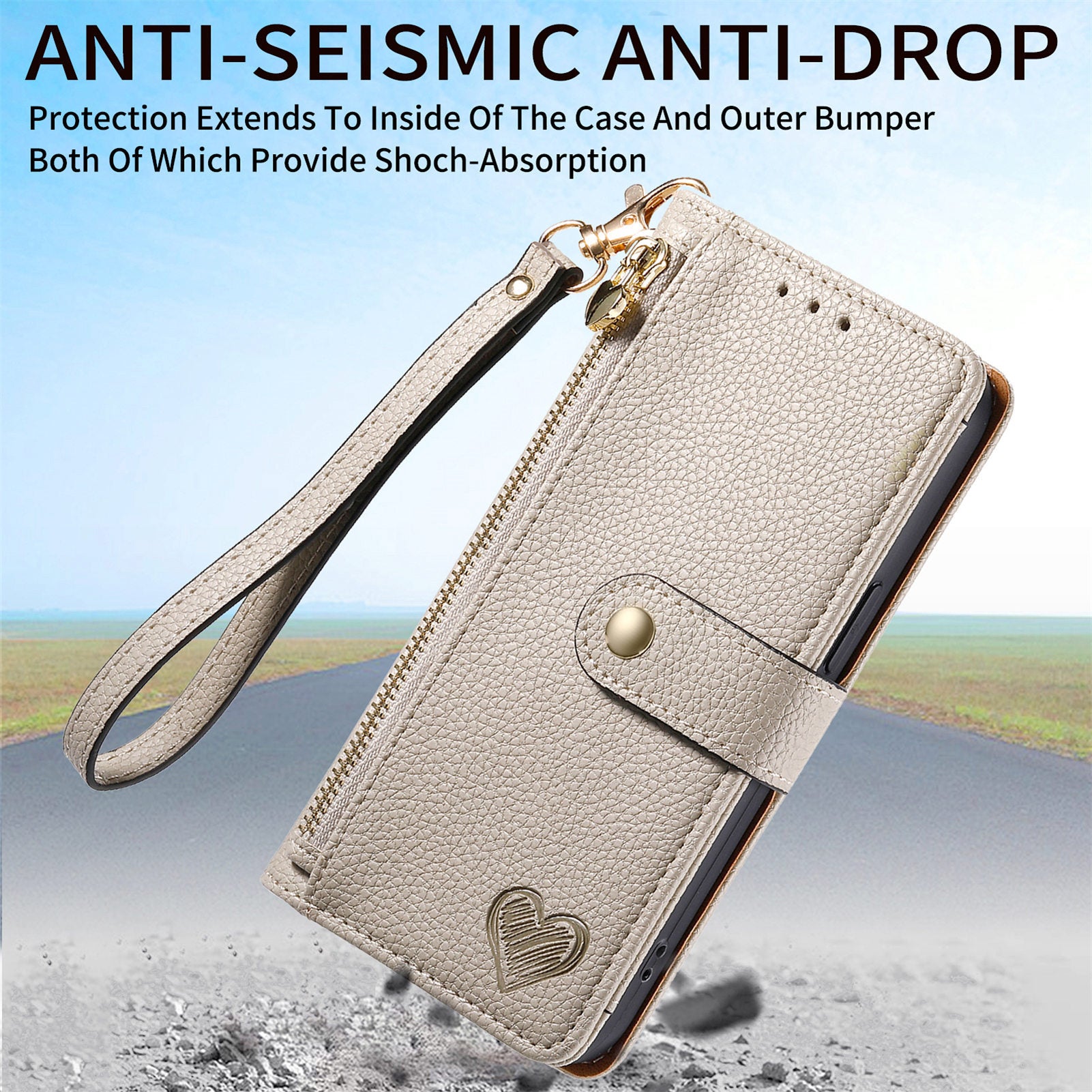 iPhone 15 Pro Max Lychee Lines Pattern Card Insert Phone Case